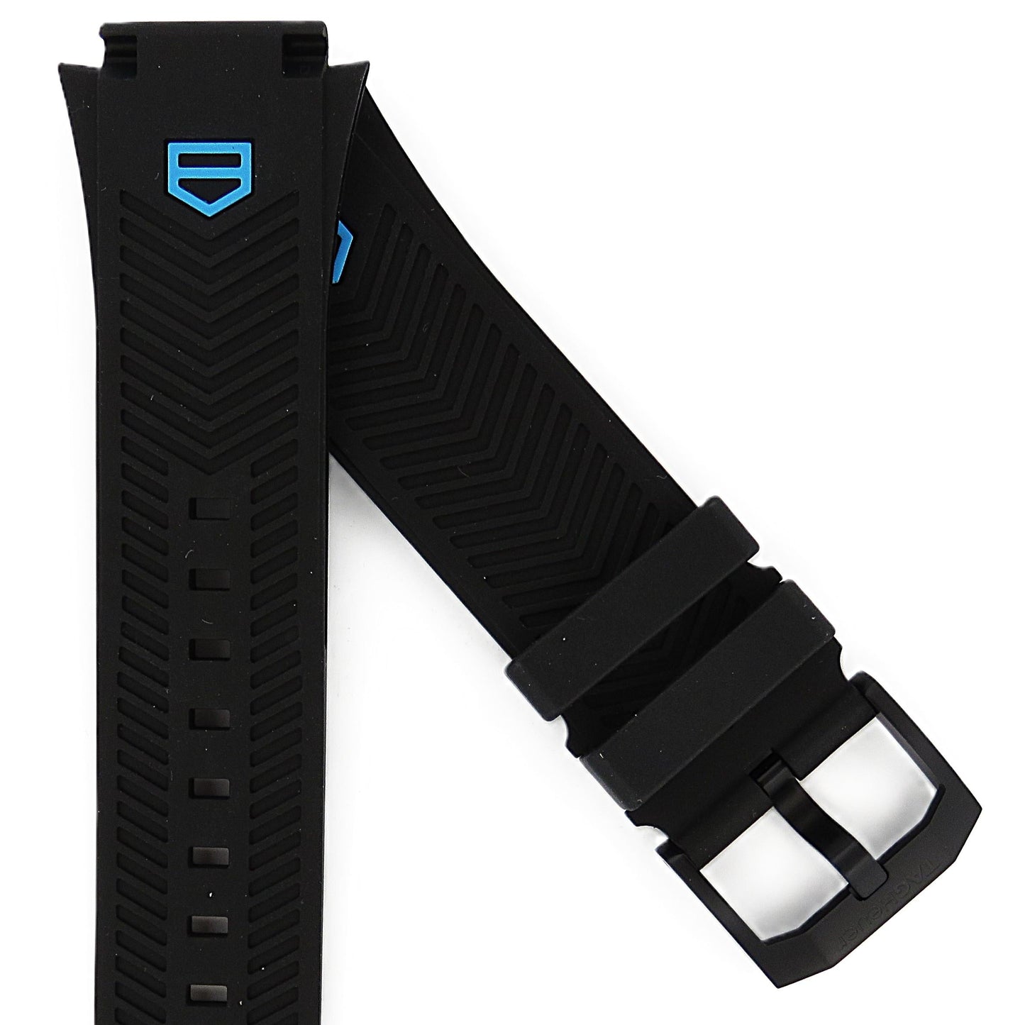 TAG Heuer Formula 1 BT0034 CAZ2084 Black - blue rubber / black DLC satin-finished steel ardillon buckle 18.5mm - Genuine OEM