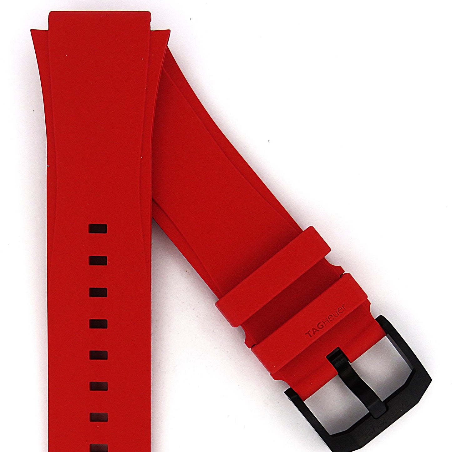TAG Heuer Formula 1 BT0035 CAZ2085 Red rubber / satin-finished black DLC steel ardillon buckle 18.5mm - Genuine OEM