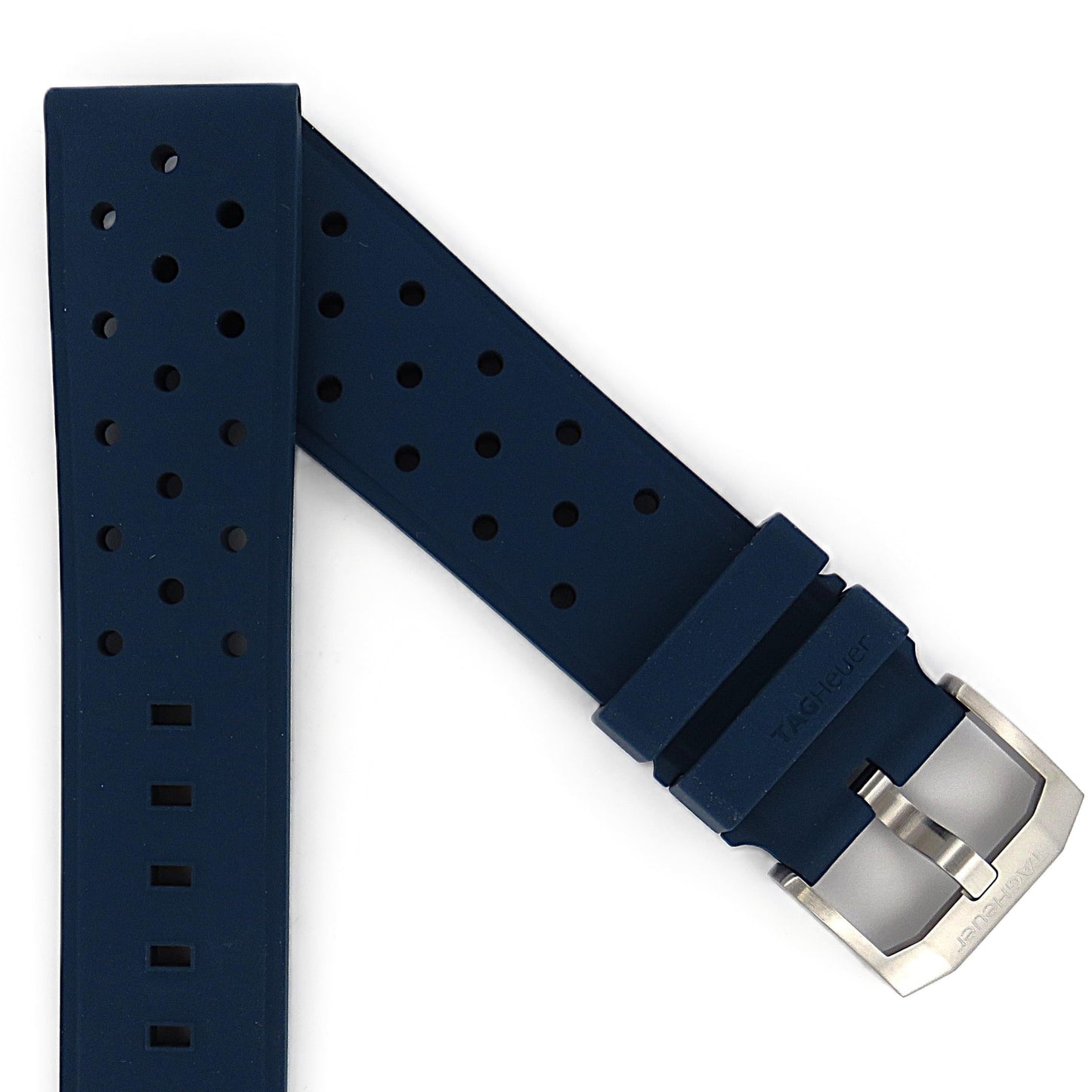 TAG Heuer Formula 1 BT0042 CAZ1014 Rubber strap, blue / satin-finished steel clasp buckle 21.5mm - Genuine OEM