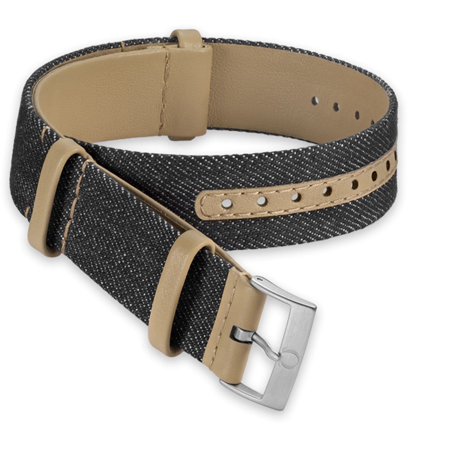 OMEGA NATO Cotton Strap Black-Grey with Buckle 20mm Ref 031CWZ010933, 7613304238517 – Genuine OEM