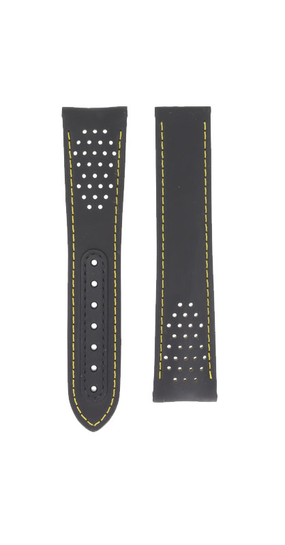 OMEGA Speedmaster 310.92.445.00.10.001 Rubber 310 Black Yellow Buckle Strap 21mm Ref 032Z018683, 7613304376998 – Genuine OEM