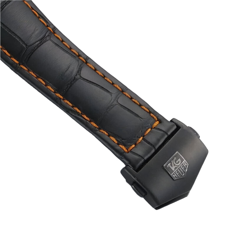 TAG Heuer Monaco FC6265 Black Leather Strap Orange Stitching - Genuine OEM