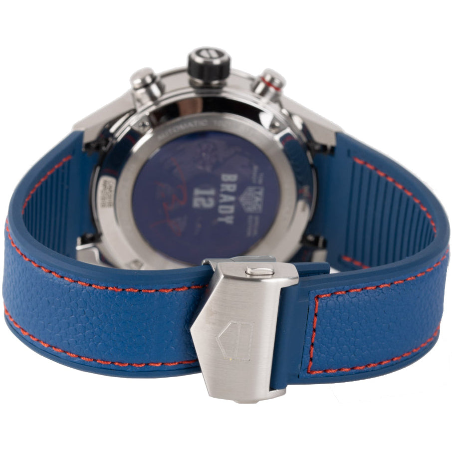 TAG Heuer FT6120 CAR201R Carrera Blue Rubber/Blue Calfskin Strap 21mm - Genuine OEM