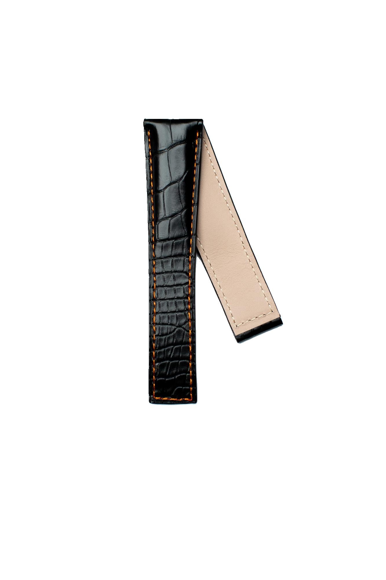 TAG Heuer Monaco FC6228 CW211A Black with Orange Stitching Alligator Leather Strap 22mm - Genuine OEM