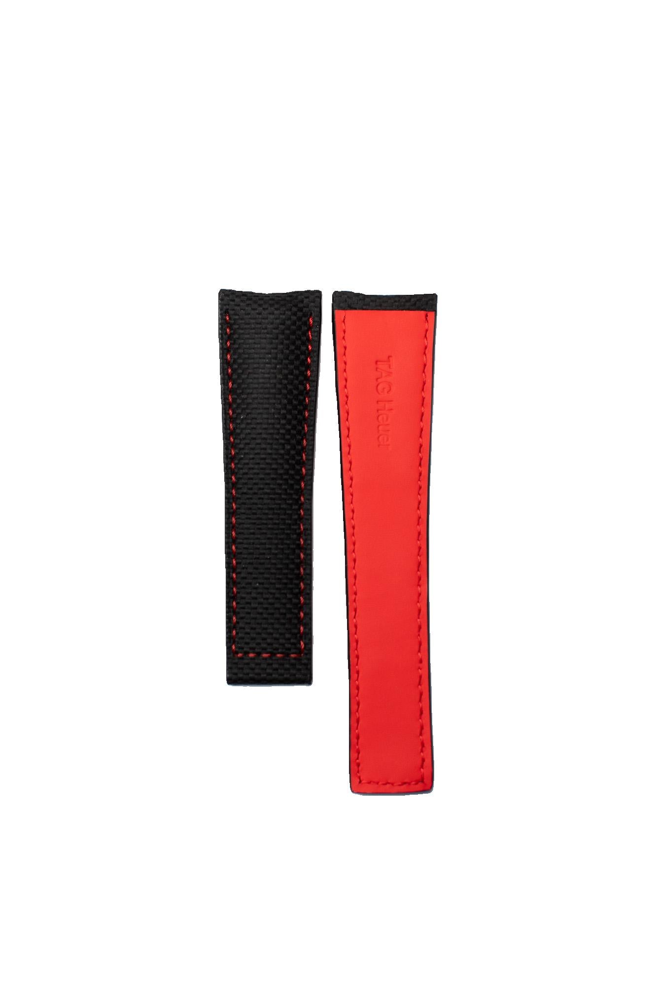 TAG Heuer Carrera FC6256 CAR2A80 Black with red stitching Calfskin Strap 22mm - Genuine OEM