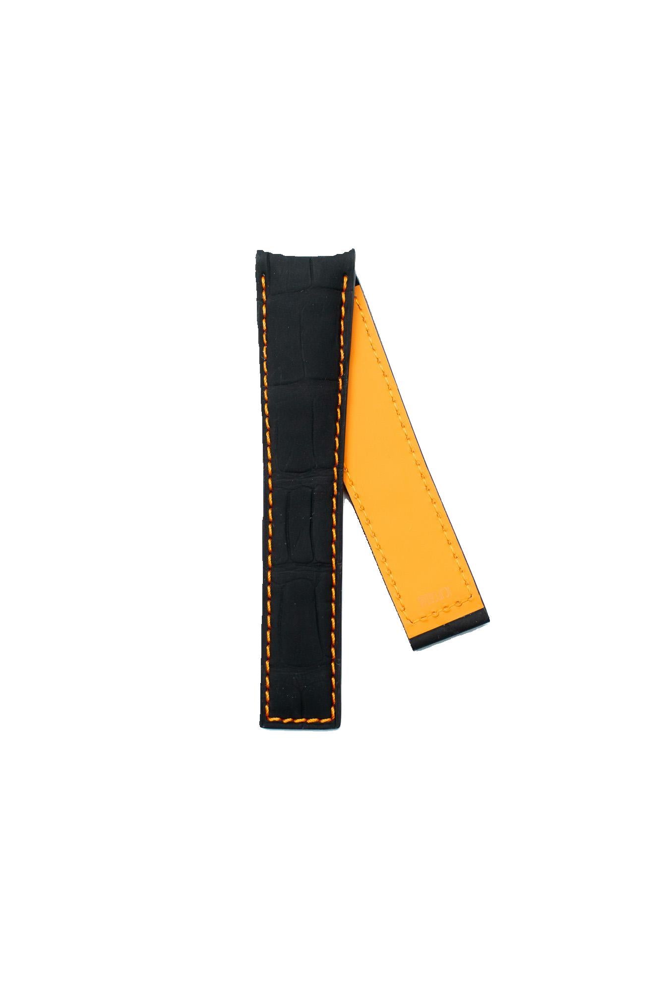 TAG Heuer Carrera CAR2A81 FC6268 Black with Orange stitching Alligator Leather Strap 22mm - Genuine OEM