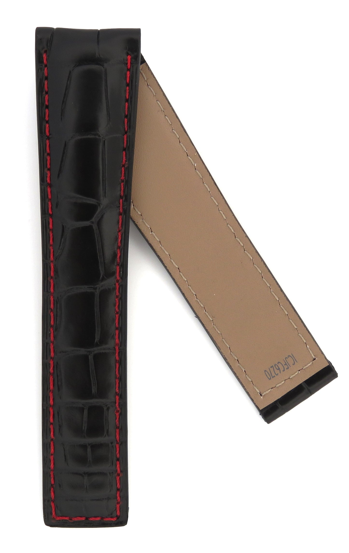 TAG Heuer Carrera CV2A14 FC6270 Black with Red stitching Alligator Leather Strap 22mm - Genuine OEM
