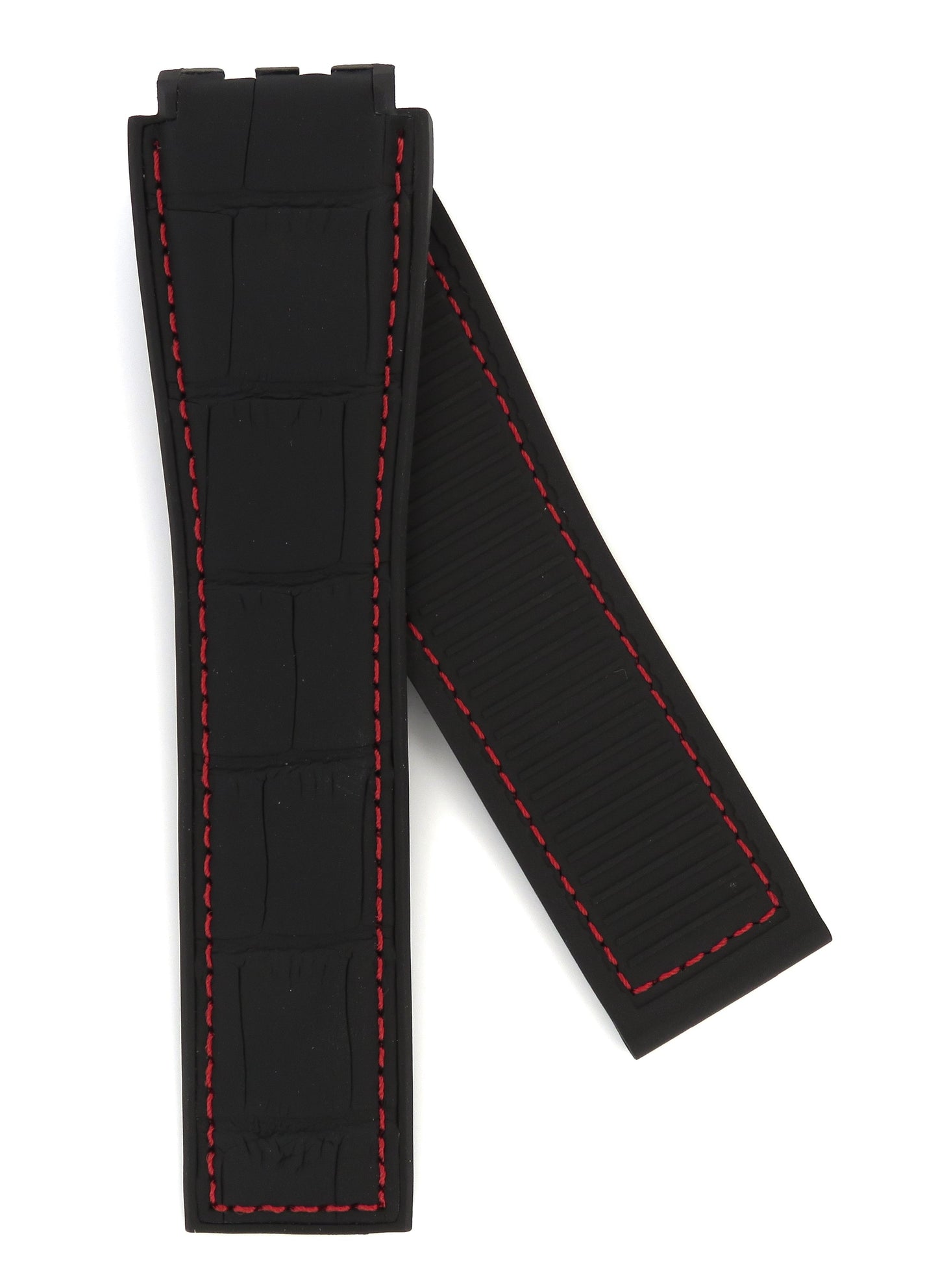 TAG Heuer FC6400 CAR2A1AA Carrera Black Rubber/Black Alligator with red stitching Strap 22mm - Genuine OEM