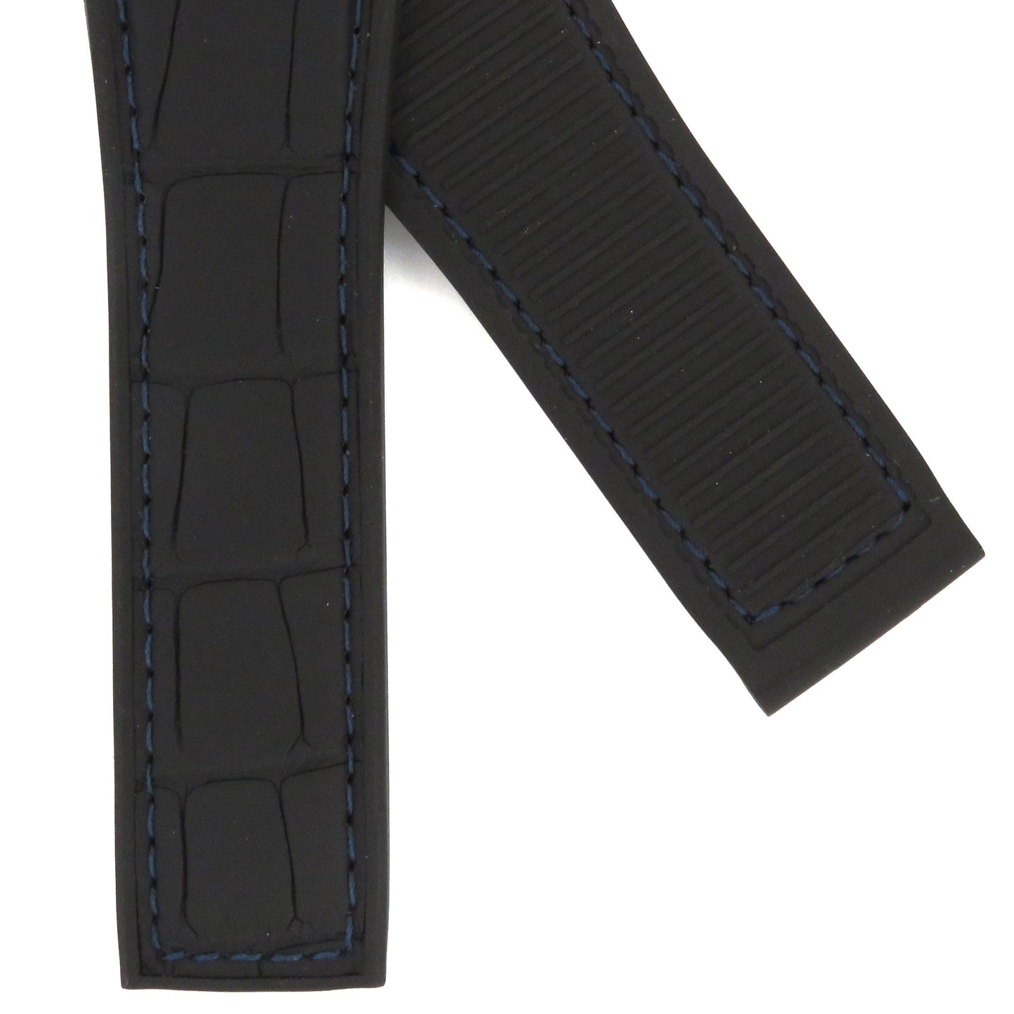 TAG Heuer Carrera FC6442 CAR5A93 Black rubber/black alligator leather strap with blue stitching 22mm - Genuine OEM