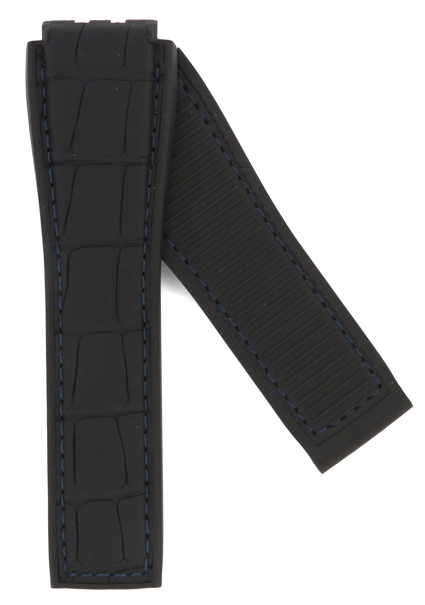 TAG Heuer Carrera FC6442 CAR5A93 Black rubber/black alligator leather strap with blue stitching 22mm - Genuine OEM