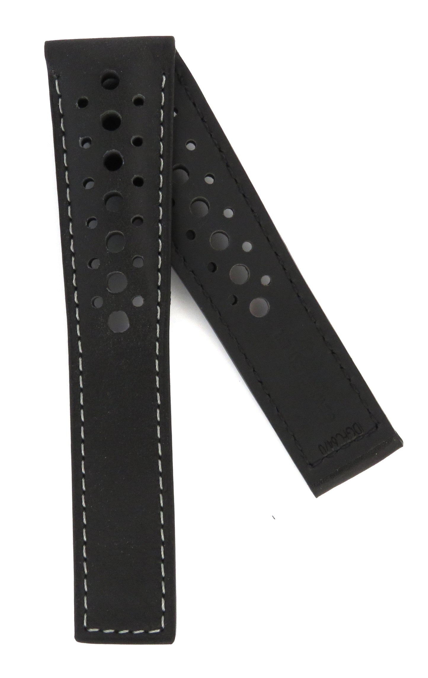 TAG Heuer Monaco FC6470 CAW211Z Black with holes, slate grey stitching, black lining Calfskin Strap 22mm - Genuine OEM