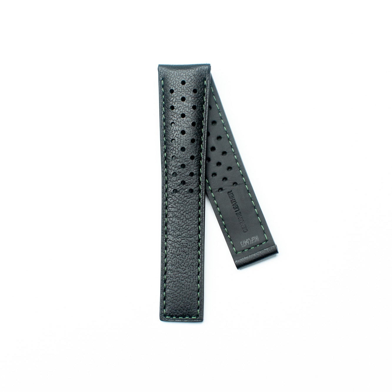 TAG Heuer Formula 1 CAZ2016 FC6473 Black with holes and green stitching Calfskin Strap 21.5mm - Genuine OEM