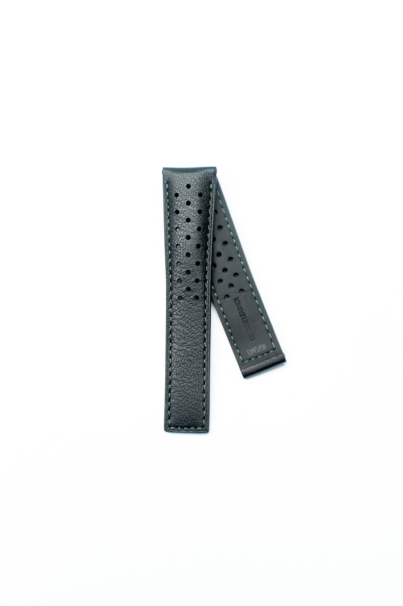 TAG Heuer Formula 1 CAZ2016 FC6473 Black with holes and green stitching Calfskin Strap 21.5mm - Genuine OEM