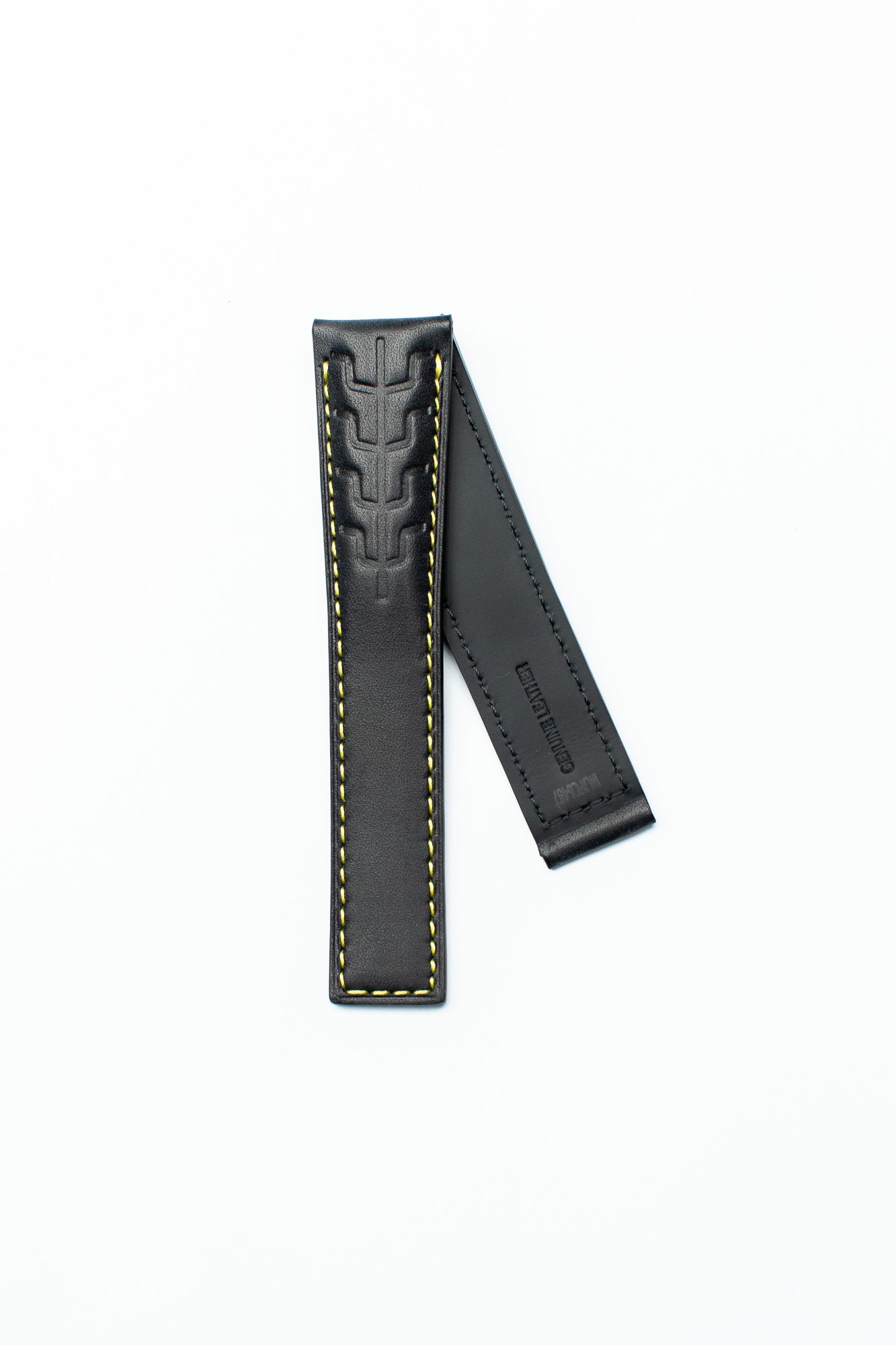 TAG Heuer CAZ101AJ Formula 1 FC6487 Black with yellow stitching calfskin Strap 21.5mm - Genuine OEM