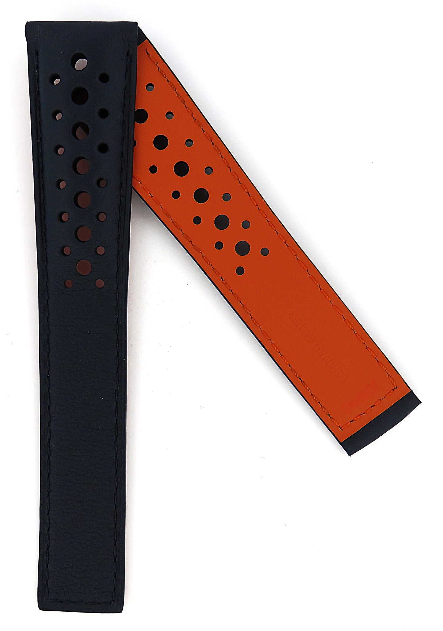 TAG Heuer CBL2115 Monaco FC6494-0XL Extra Long Strap Blue holes with orange lining calfskin Strap 22mm - Genuine OEM