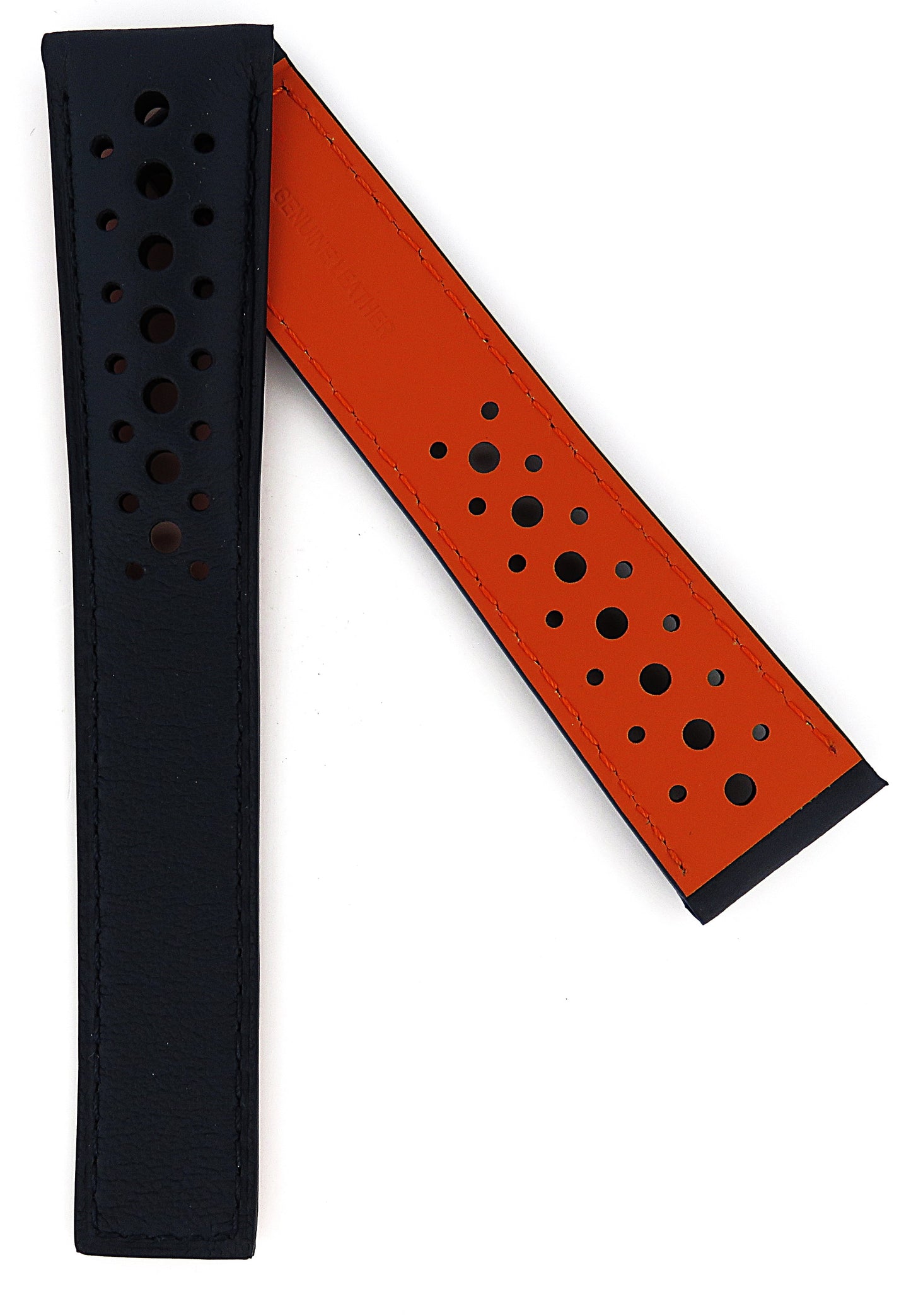TAG Heuer CBL2115 Monaco FC6494-0XS Extra Short Strap Blue holes with orange lining calfskin Strap 22mm - Genuine OEM