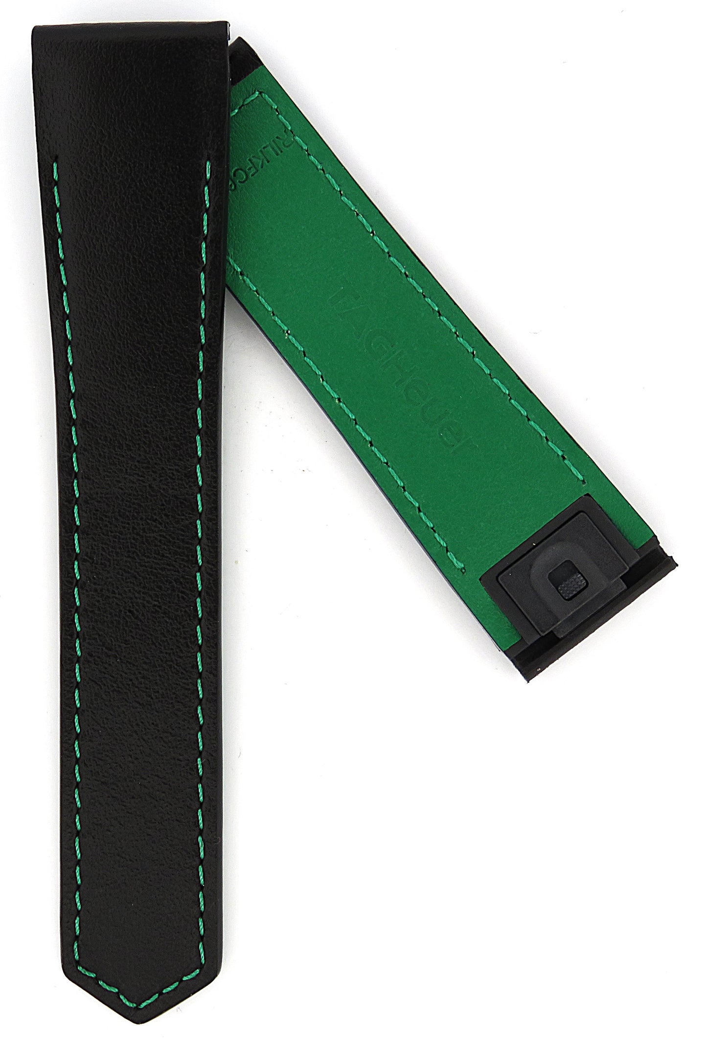 TAG Heuer Connected FC6538 SBR8010 Black with green stitching Calfskin Strap 21.09mm - Genuine OEM