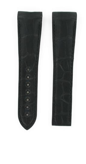 OMEGA Alligator Leather Strap LONG 222.18.46.20.01.001 Black Padded Matte 22mm Ref 98000272L, 7612882811563– Genuine OEM