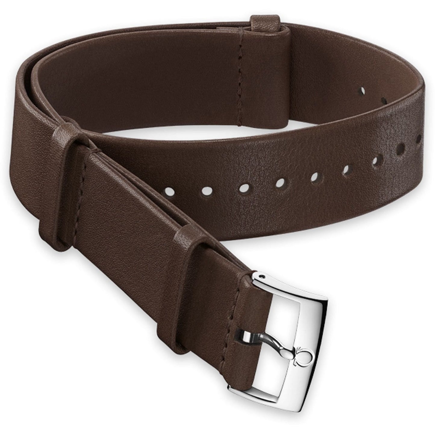 OMEGA Nylon Calf Leather Strap 18 mm Brown and Buckle Ref 031CUZ011383, 7613304243559 – Genuine OEM