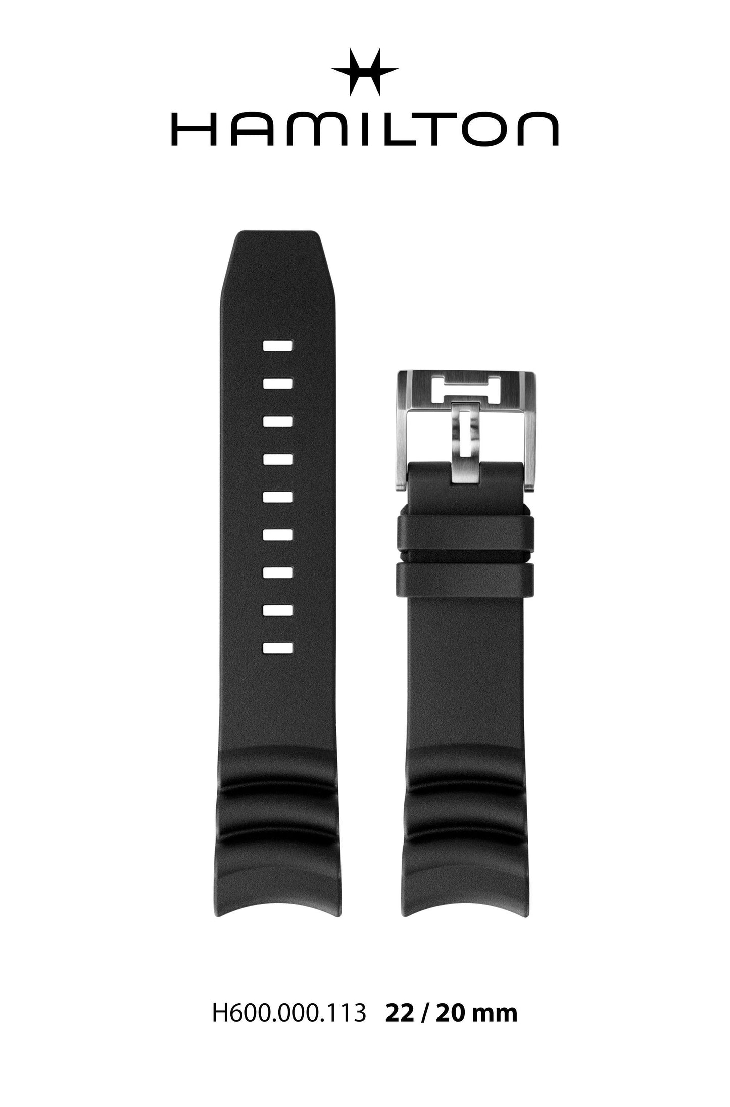 Hamilton Khaki Frogman Rubber Watch Strap 22-mm Ref H690.000.113 - Genuine OEM