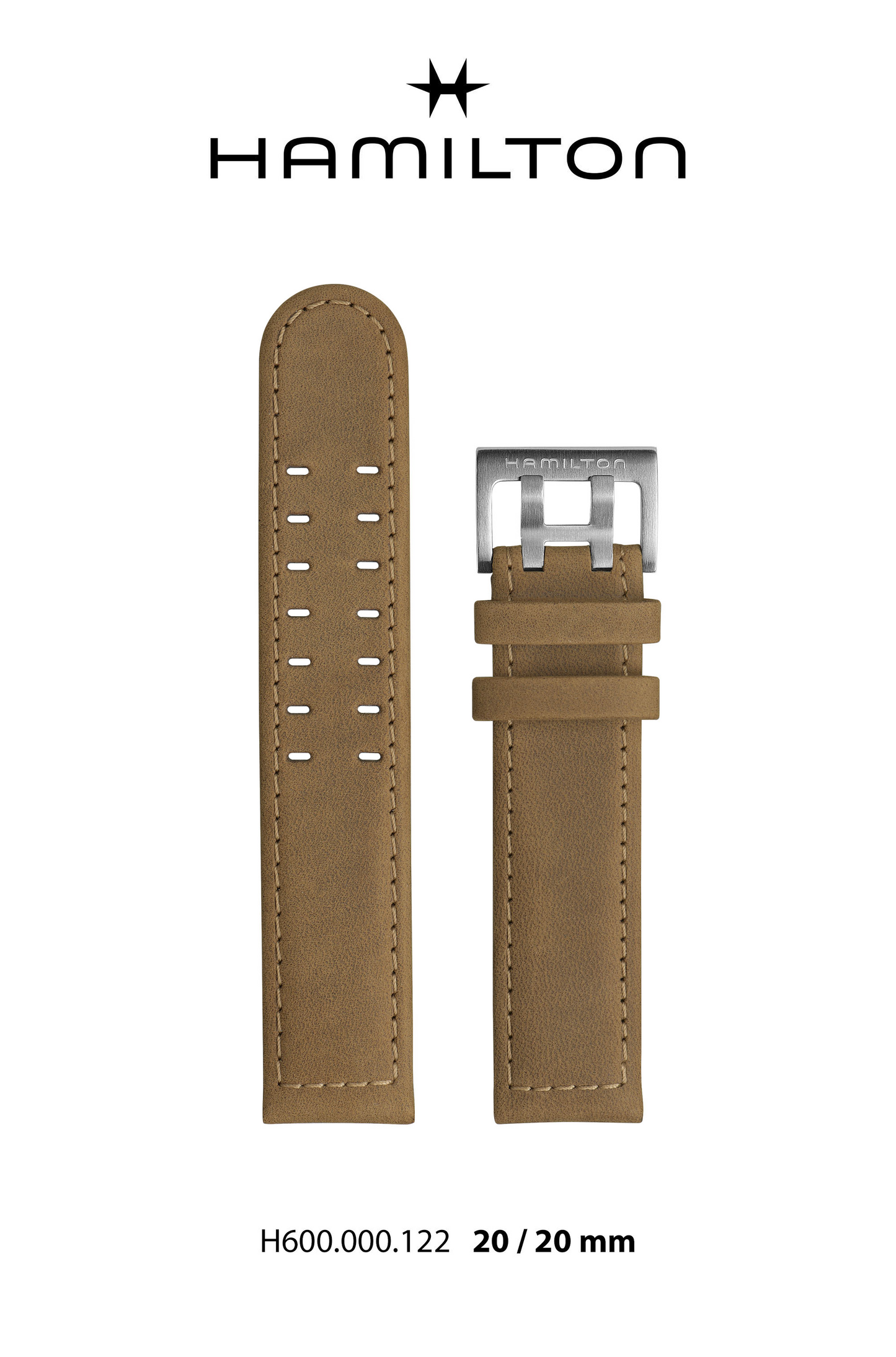 Hamilton Khaki Pilot Leather-Brown Watch Strap 20-mm Ref H690.000.122 - Genuine OEM