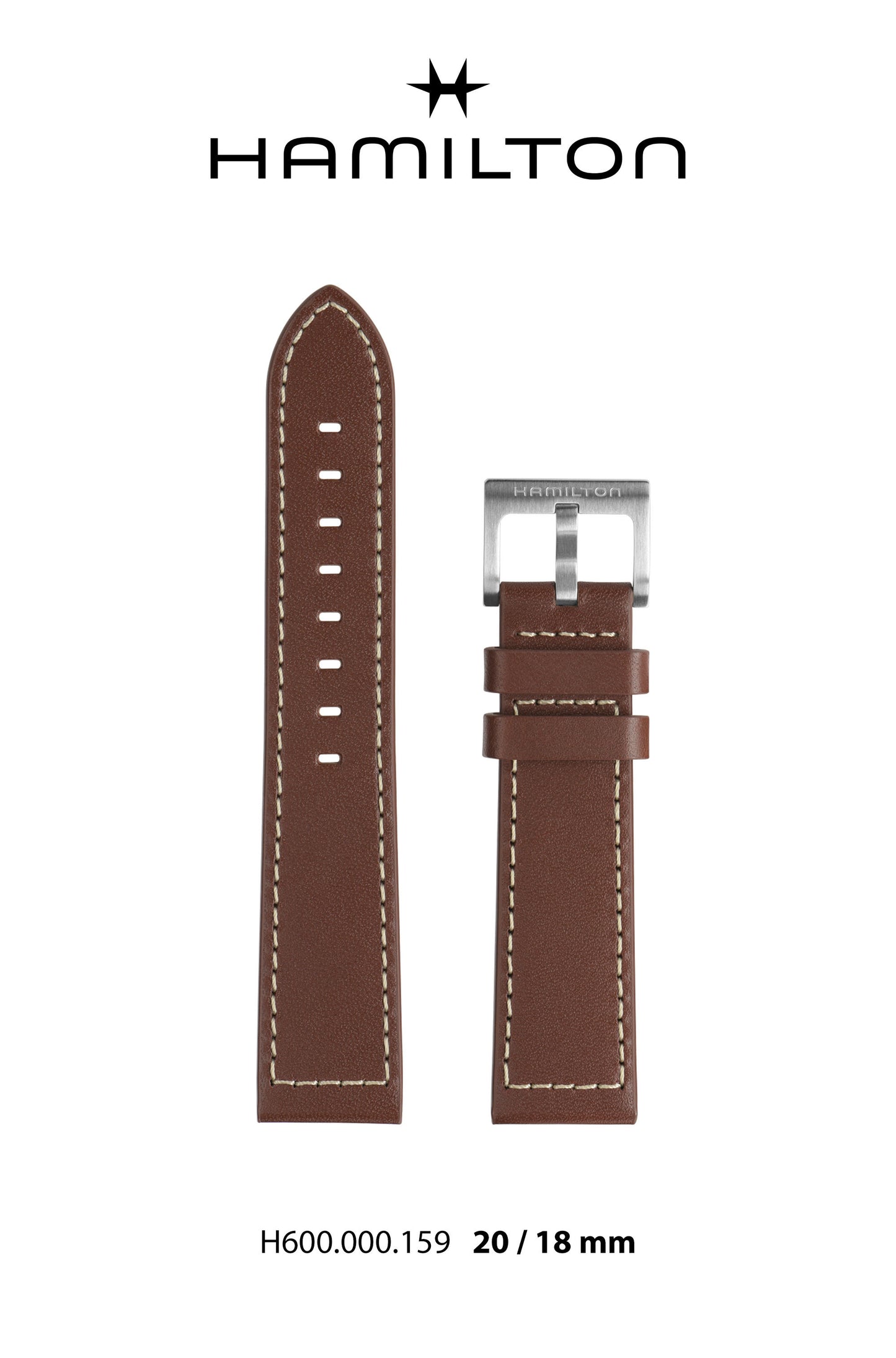 Hamilton Khaki Expedition Leather-Brown Watch Strap 20-mm Ref H690.000.159 - Genuine OEM