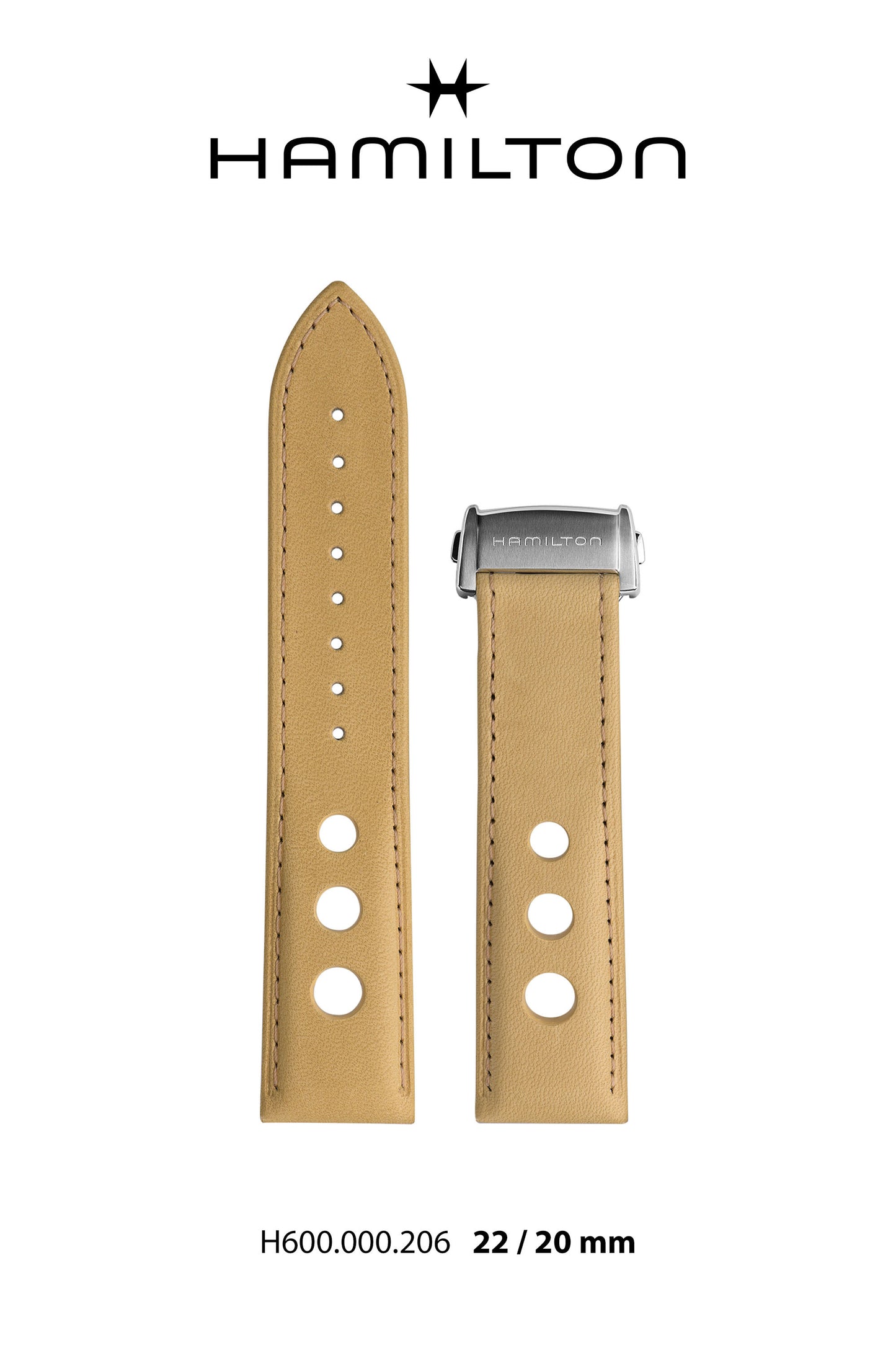 Hamilton PanEurop Leather-Beige Watch Strap 22-mm Ref H690.000.206 - Genuine OEM