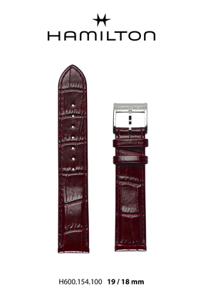 Hamilton Flintridge Leather (Rail Road)- Red Watch Strap 19/18mm Ref H690.154.100- Genuine OEM