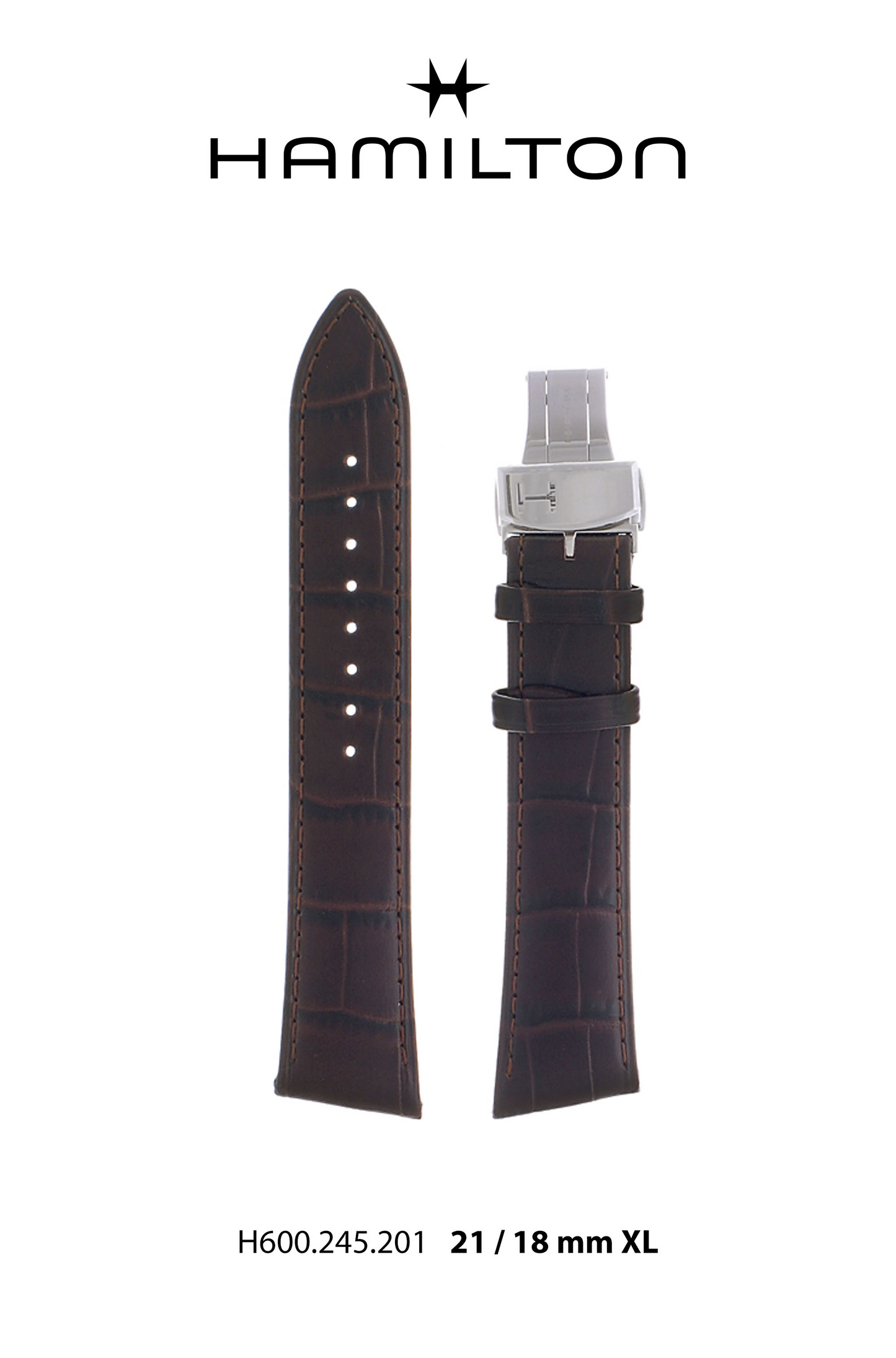 Hamilton Ventura Leather-Brown Watch Strap 21-mm Ref H690.245.201 - Genuine OEM