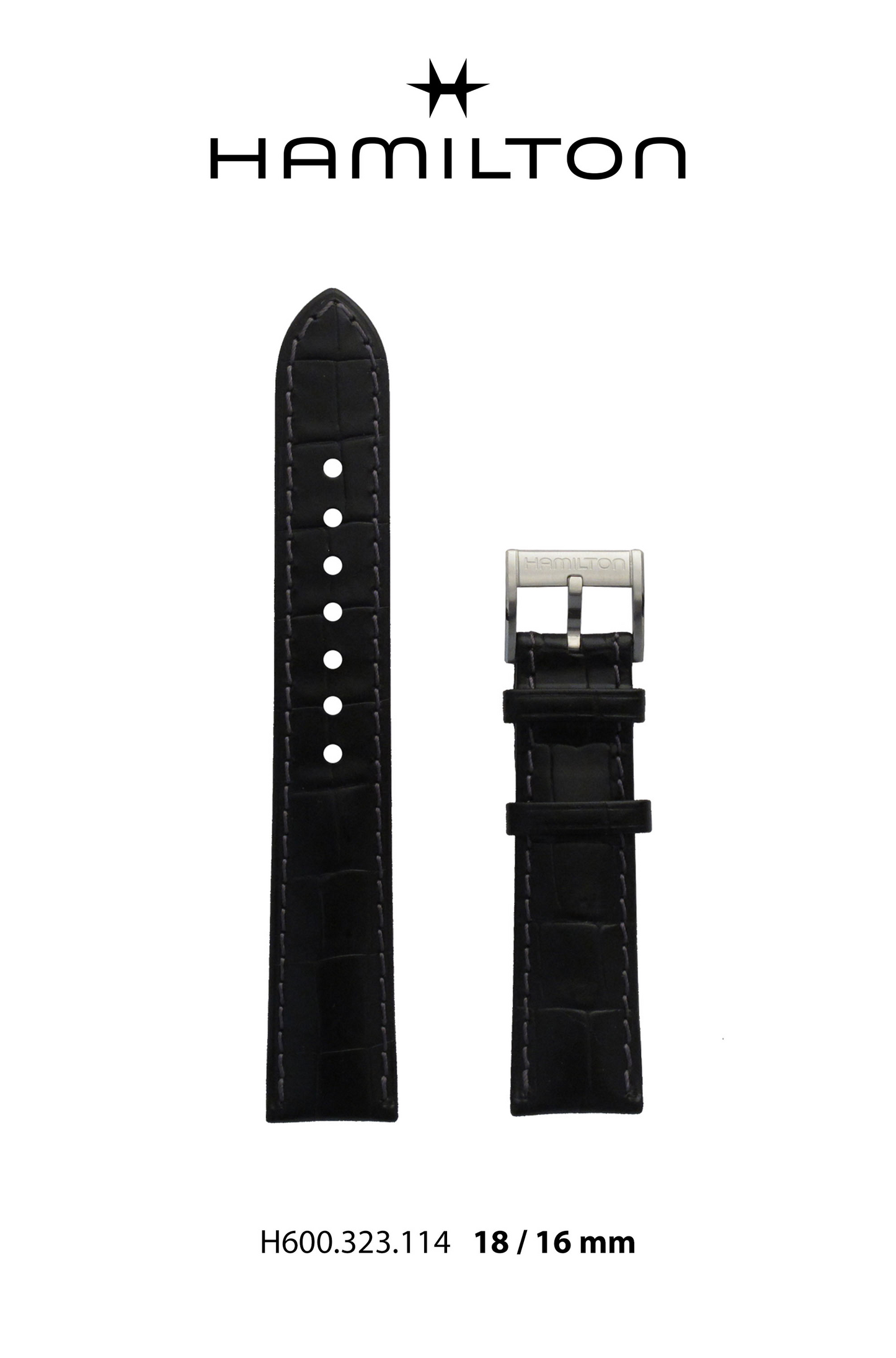 Hamilton Jazzmaster Leather-Black Watch Strap 18-mm Ref H690.323.114 - Genuine OEM