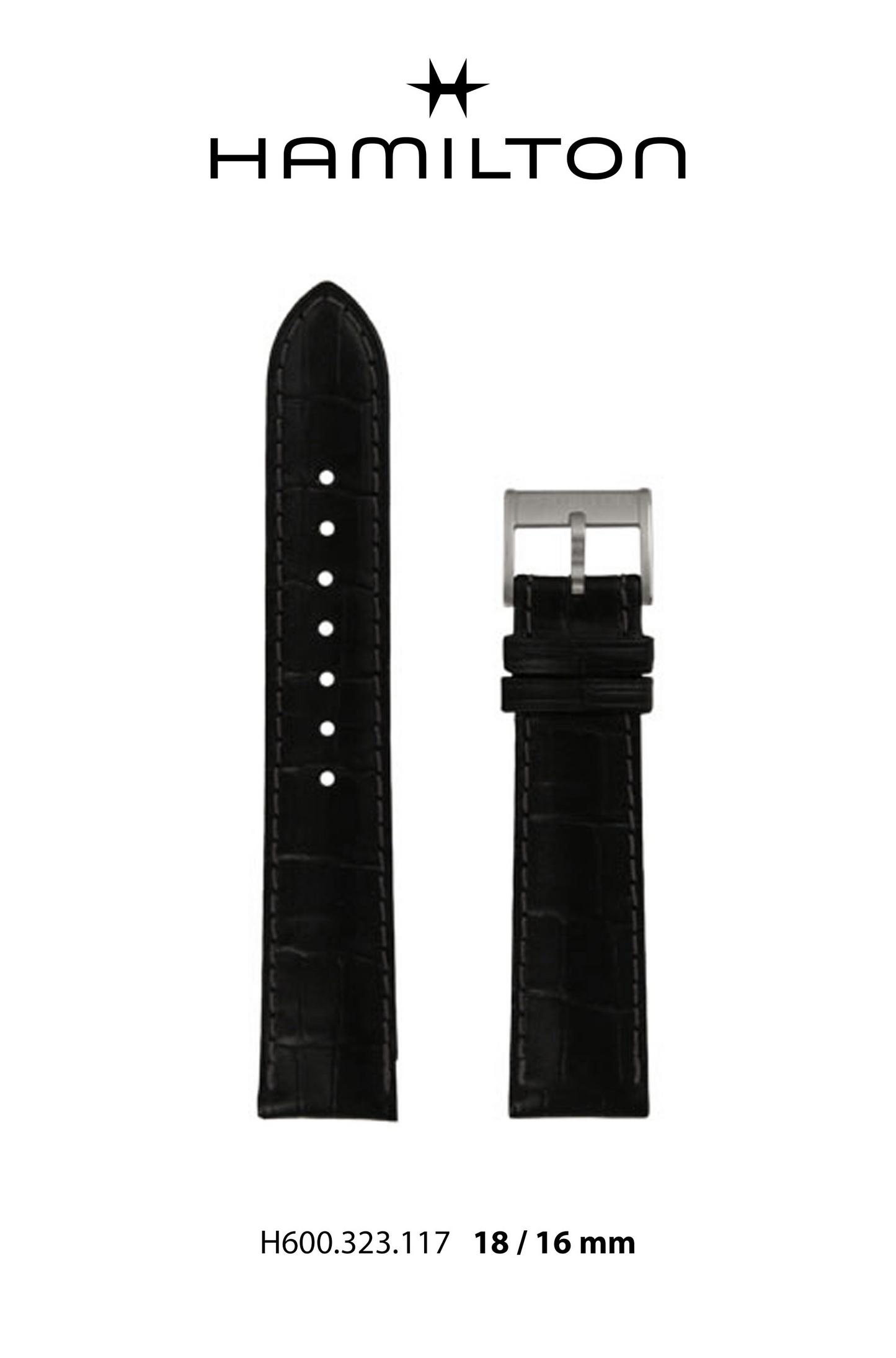 Hamilton Jazzmaster Leather-Black Watch Strap 18-mm Ref H690.323.117 - Genuine OEM