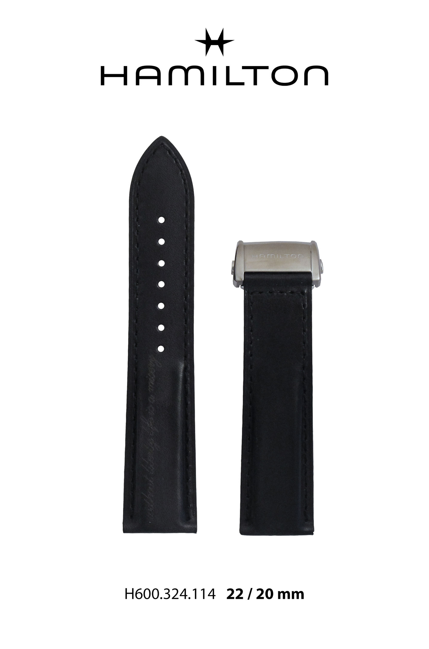 Hamilton Spirit Of Liberty Leather-Black Watch Strap 22-mm Ref H690.324.114 - Genuine OEM