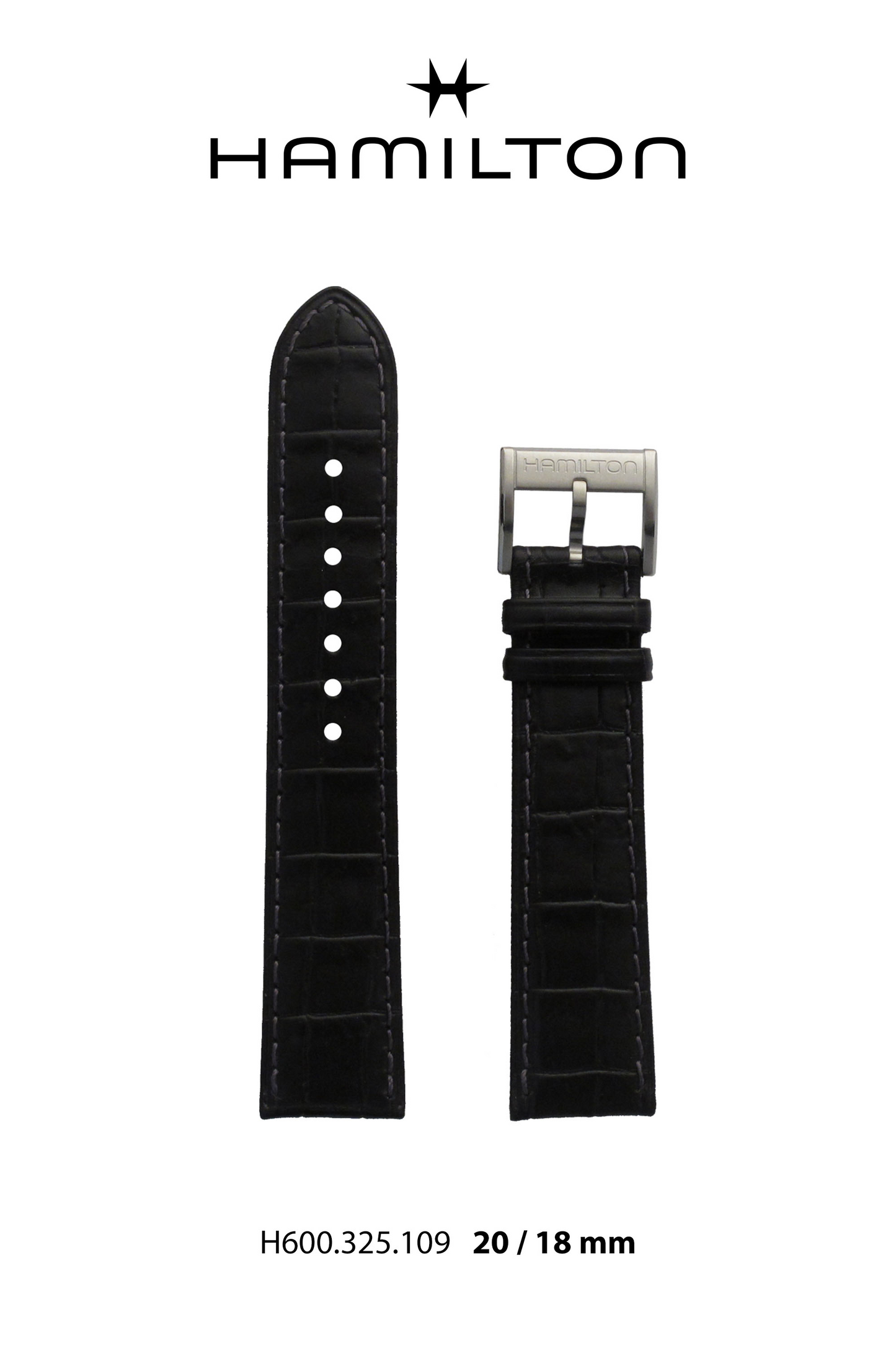 Hamilton Jazzmaster Leather-Black Watch Strap 20-mm Ref H690.325.109 - Genuine OEM