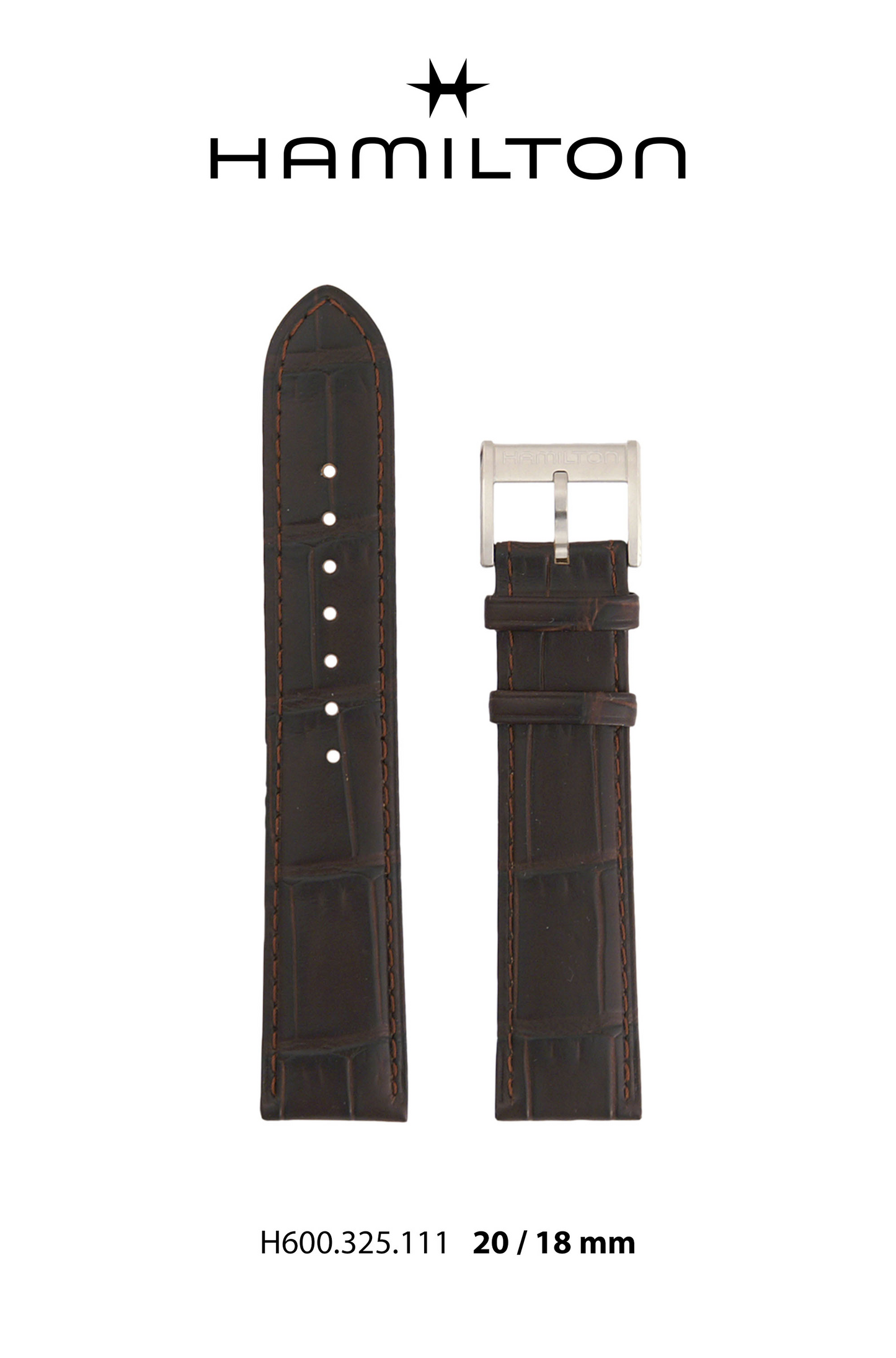 Hamilton JM Maestro Leather-Brown Watch Strap 20-mm Ref H690.325.111 - Genuine OEM