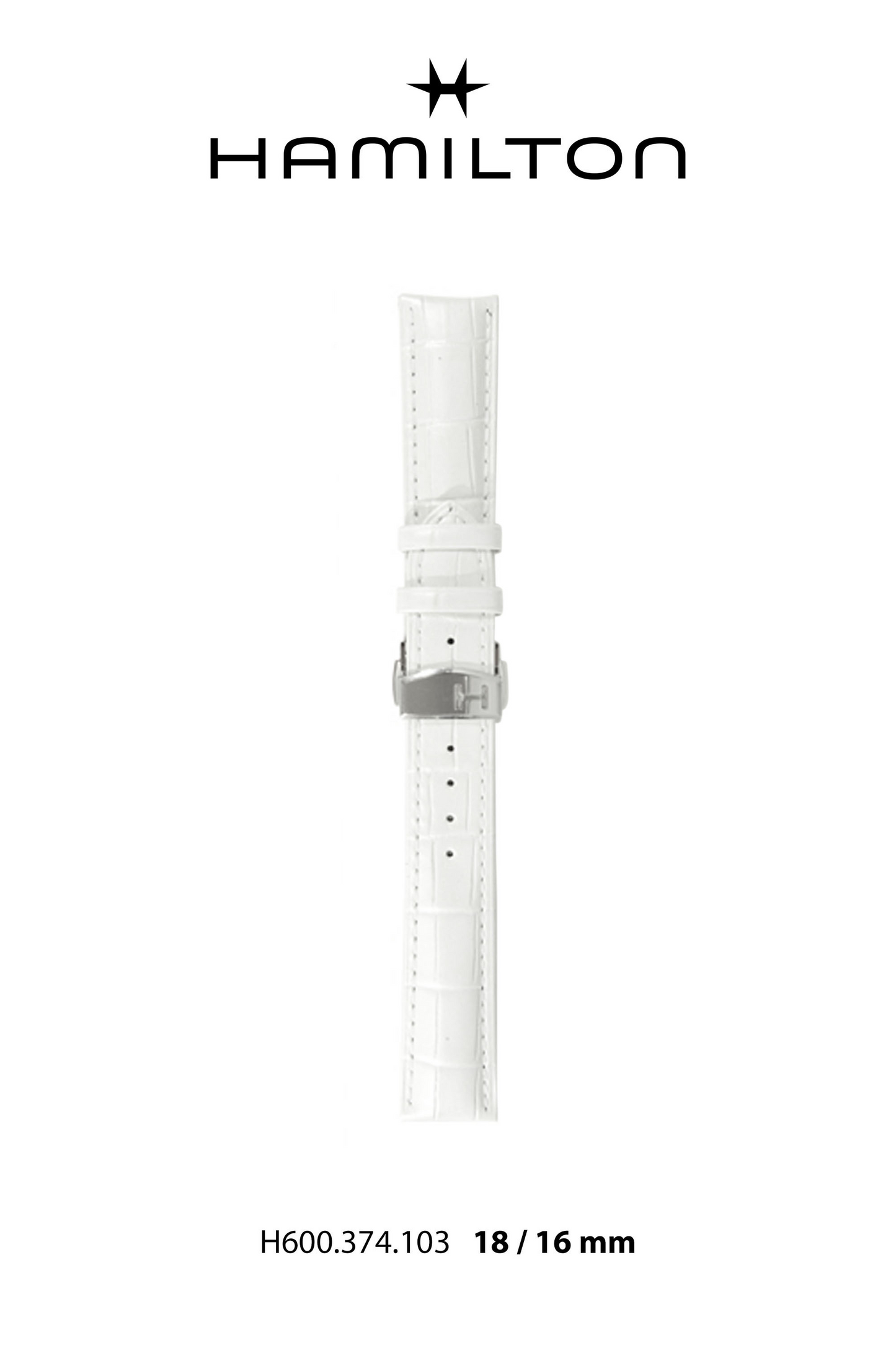 Hamilton JM Seaview Leather-White Watch Strap 18-mm Ref H690.374.103 - Genuine OEM