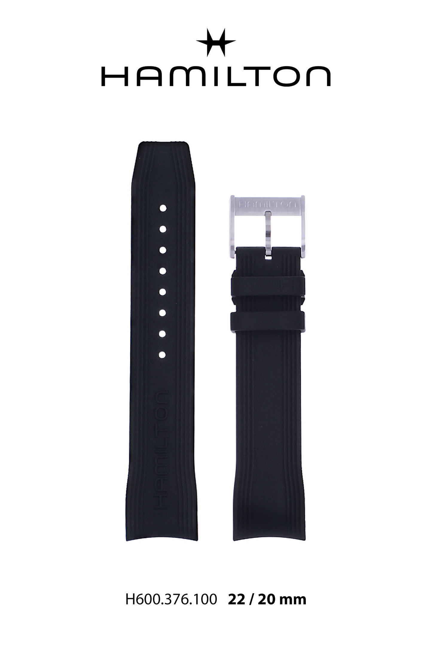 Hamilton JM Seaview Rubber Watch Strap 22-mm Ref H691.376.100 - Genuine OEM