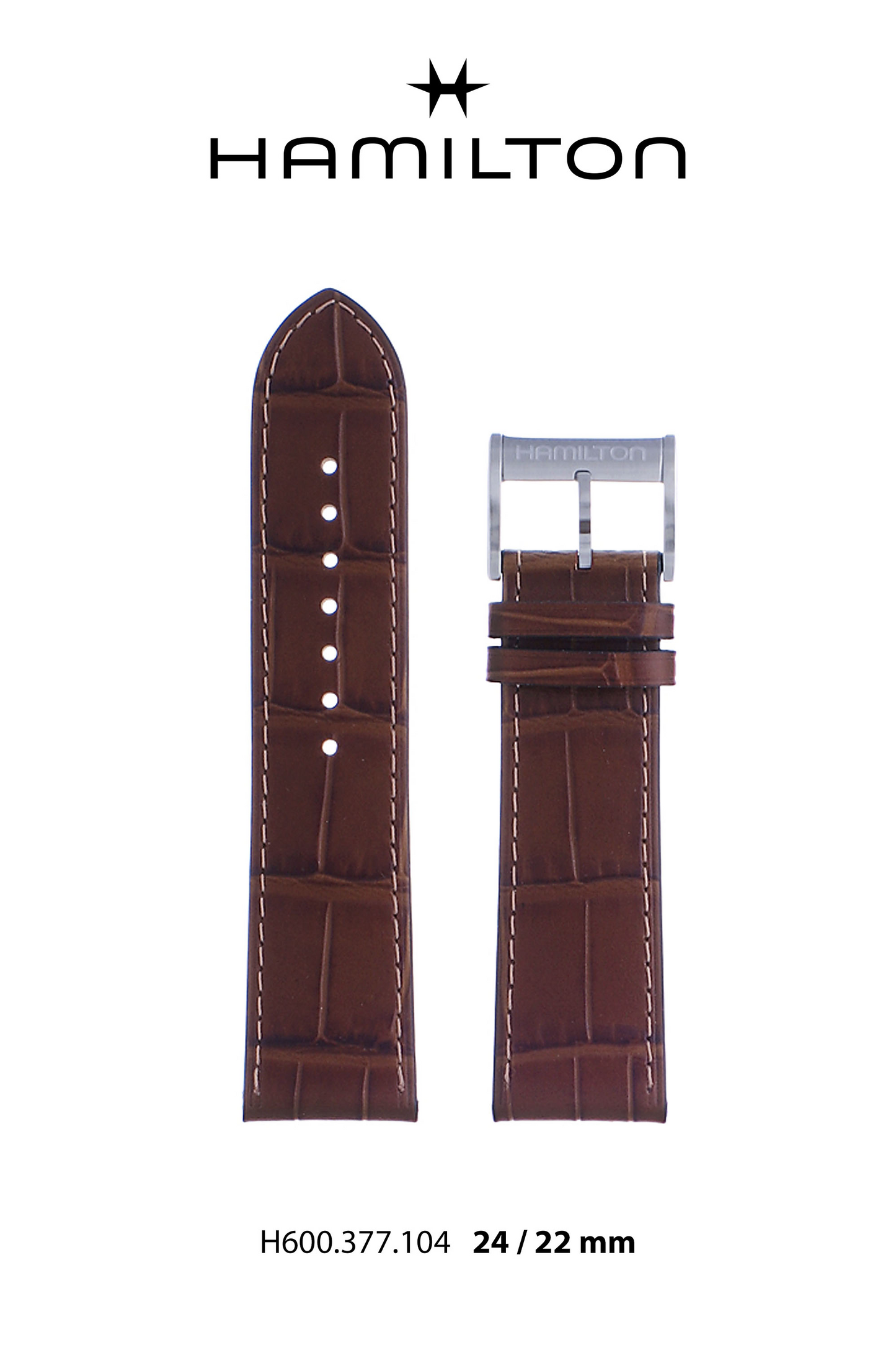Hamilton JM Seaview Leather-Brown Watch Strap 24-mm Ref H690.377.104 - Genuine OEM