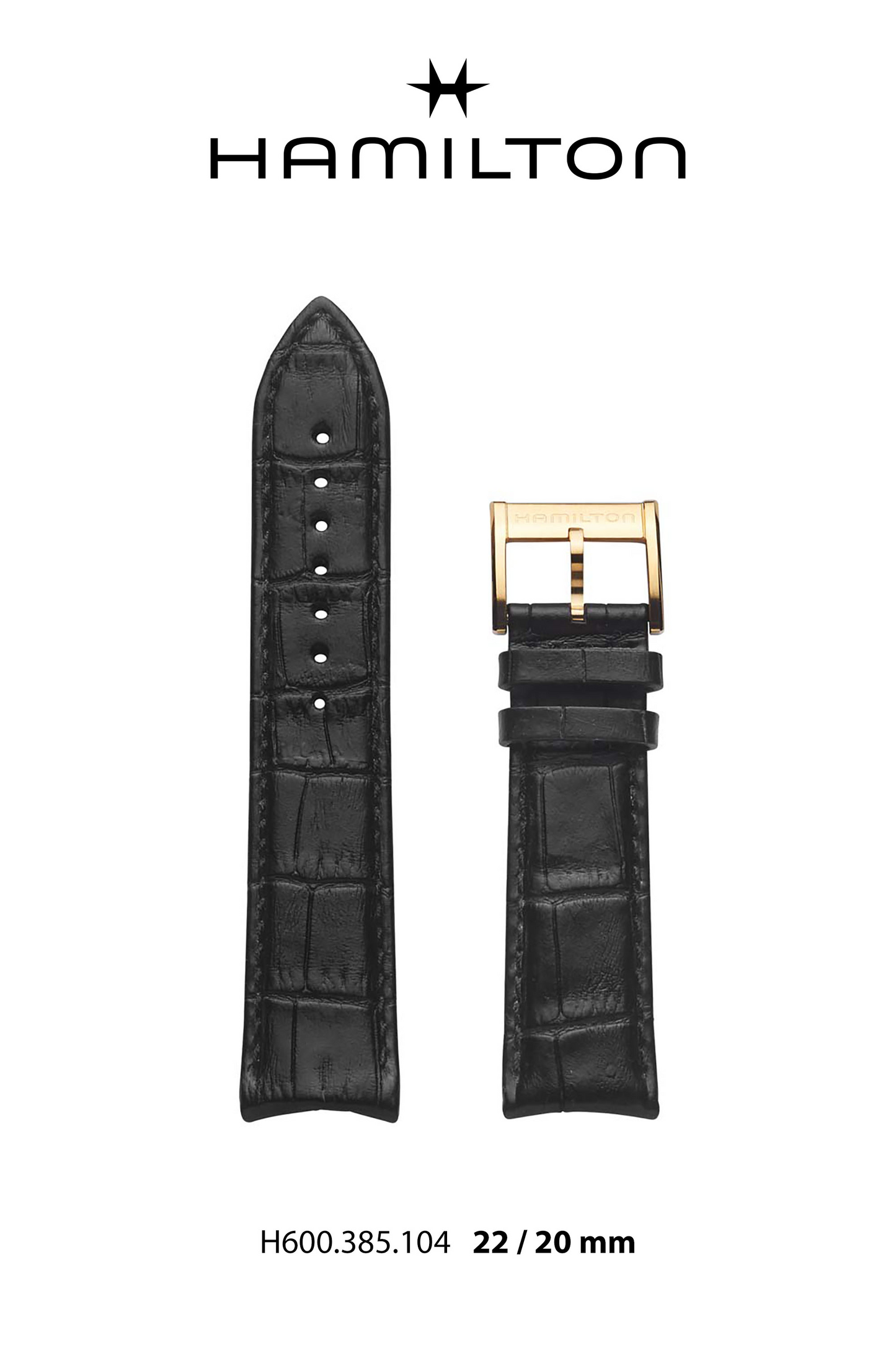 Hamilton JM Thinline Leather-Black Watch Strap 22-mm Ref H690.385.104 - Genuine OEM