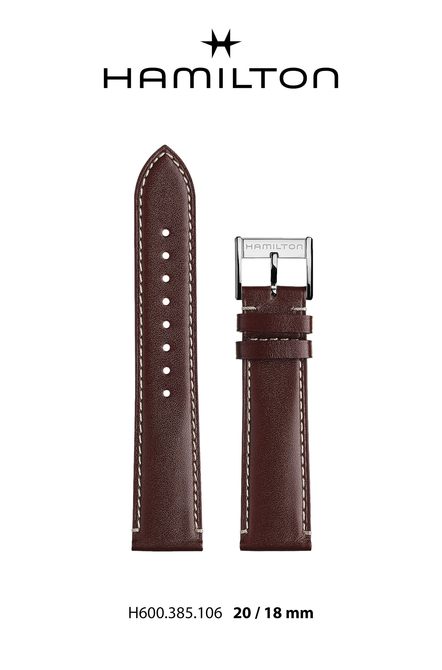 Hamilton JM Thinline Leather-Red Watch Strap 20-mm Ref H690.385.106 - Genuine OEM