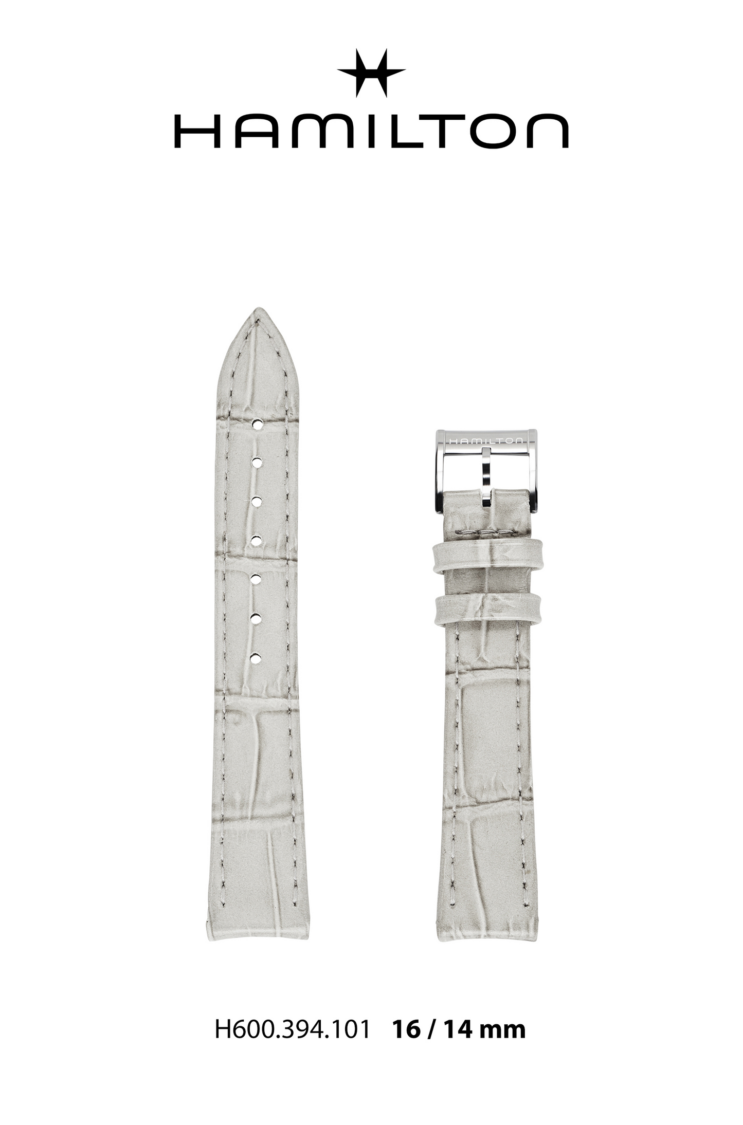 Hamilton Valient Leather-Grey Watch Strap 16-mm Ref H690.394.101 - Genuine OEM