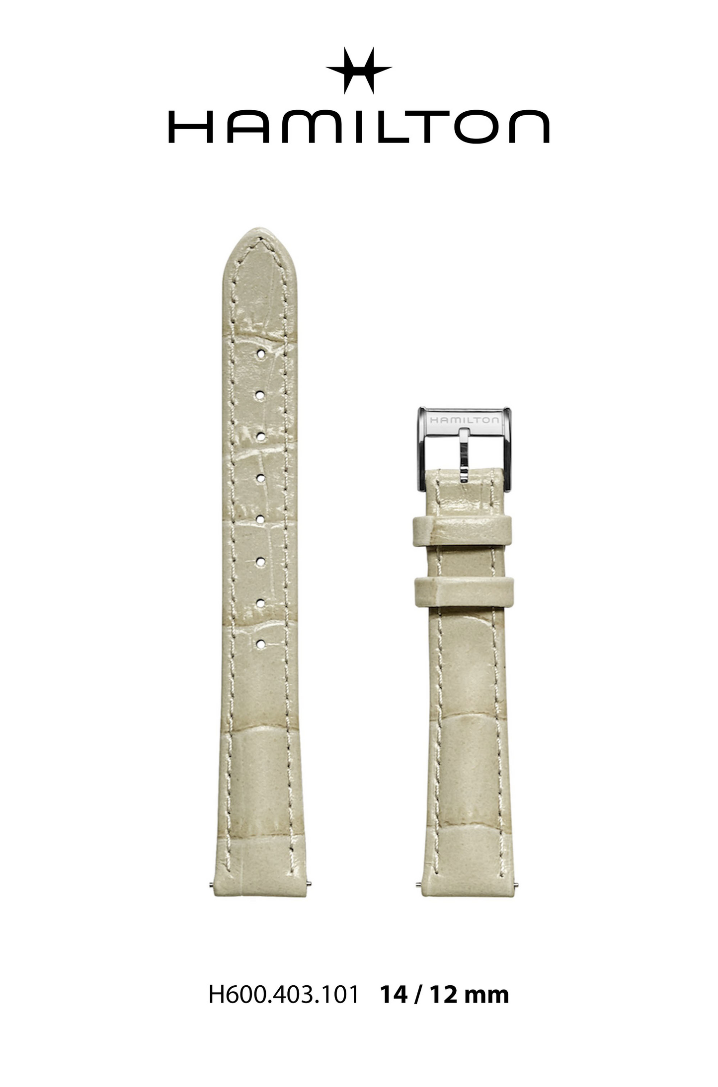 Hamilton RailRoad Lady Leather-Beige Watch Strap 14-mm Ref H690.403.101 - Genuine OEM