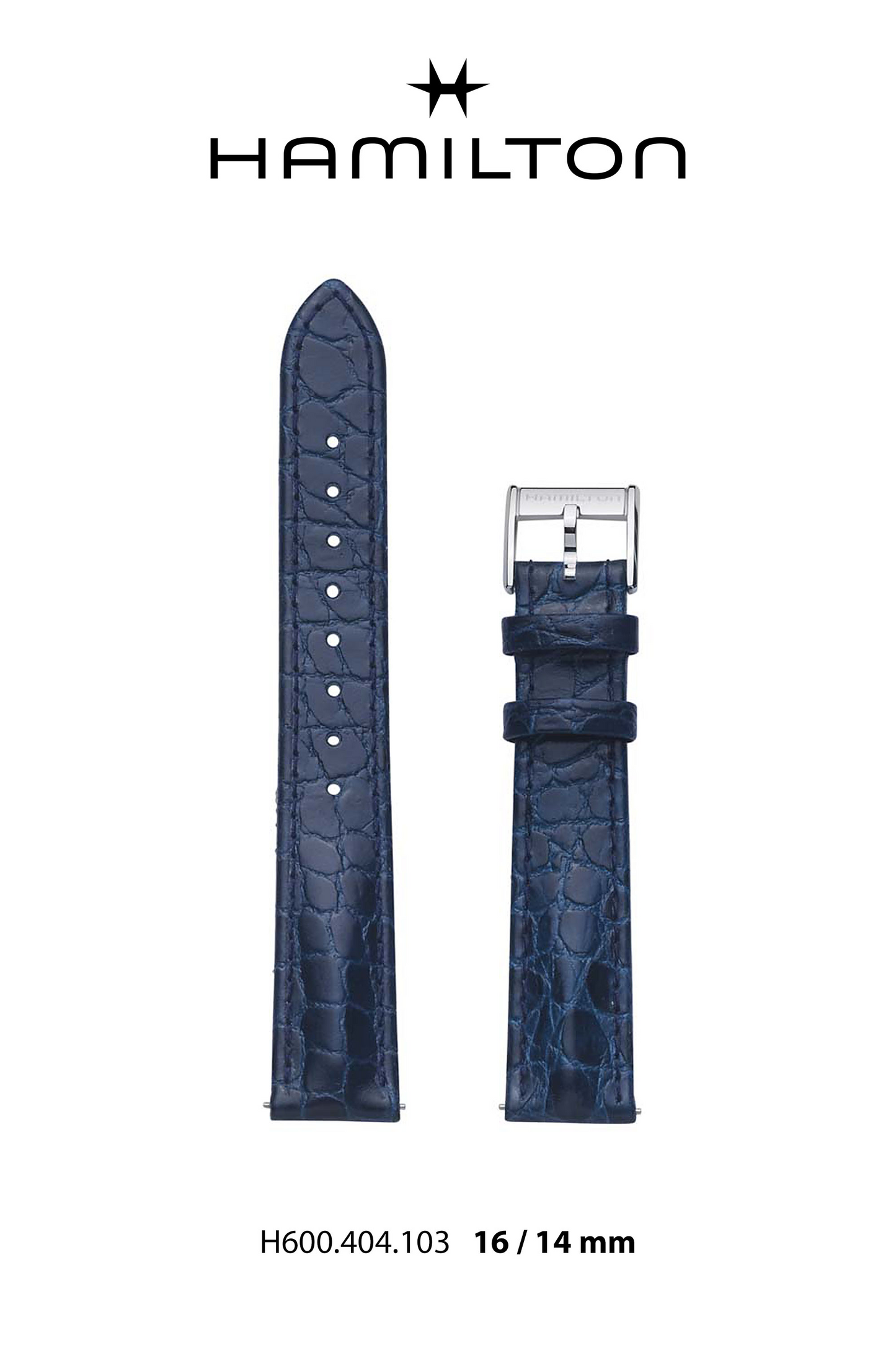 Hamilton RailRoad Lady Leather-Blue Watch Strap 16-mm Ref H690.404.103 - Genuine OEM