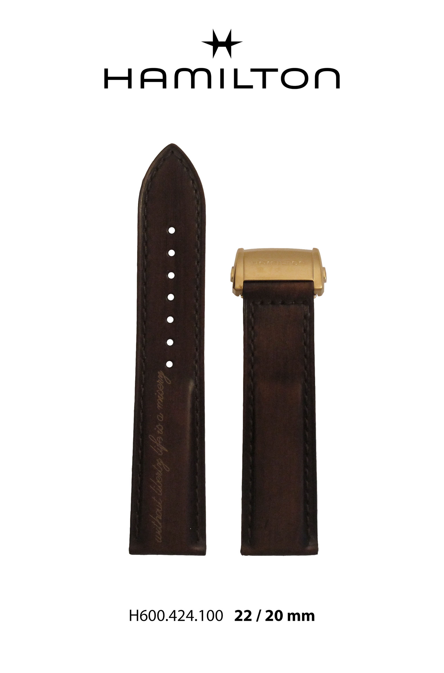 Hamilton Spirit Of Liberty Leather-Brown Watch Strap 22-mm Ref H690.424.100 - Genuine OEM