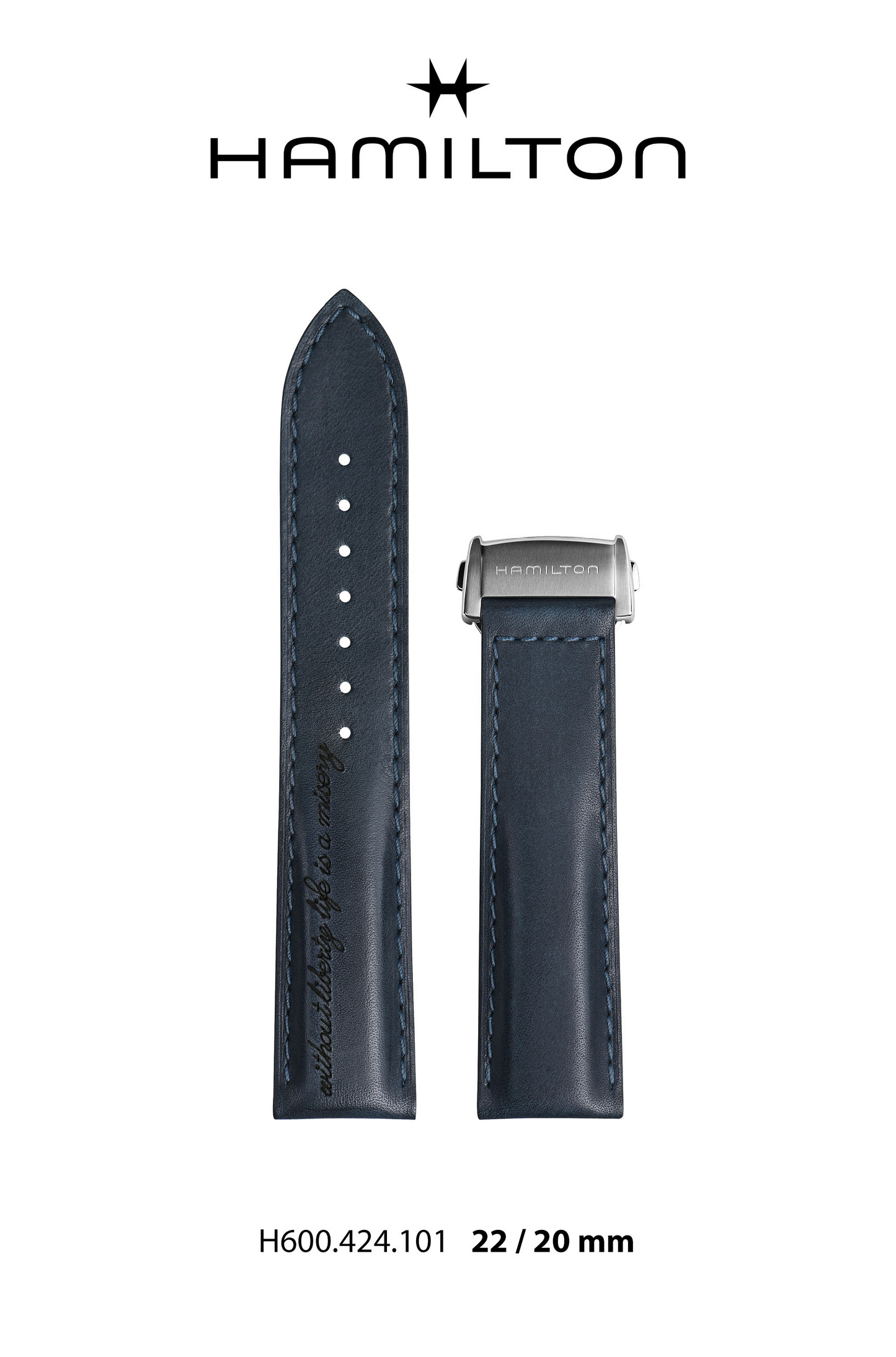 Hamilton Spirit Of Liberty Leather-Blue Watch Strap 22-mm Ref H690.424.101 - Genuine OEM