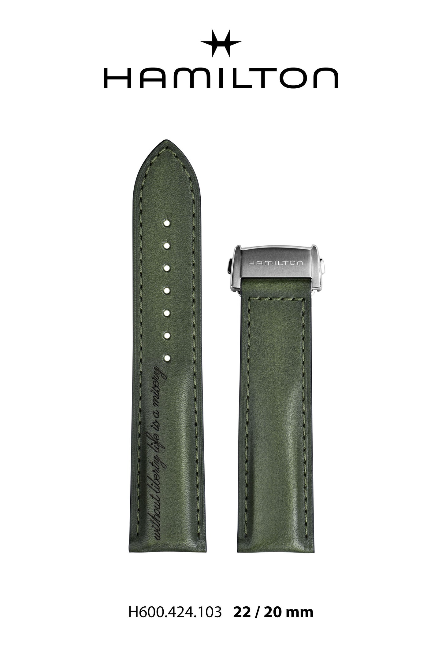 Hamilton Spirit Of Liberty Leather-Green Watch Strap 22-mm Ref H690.424.103 - Genuine OEM
