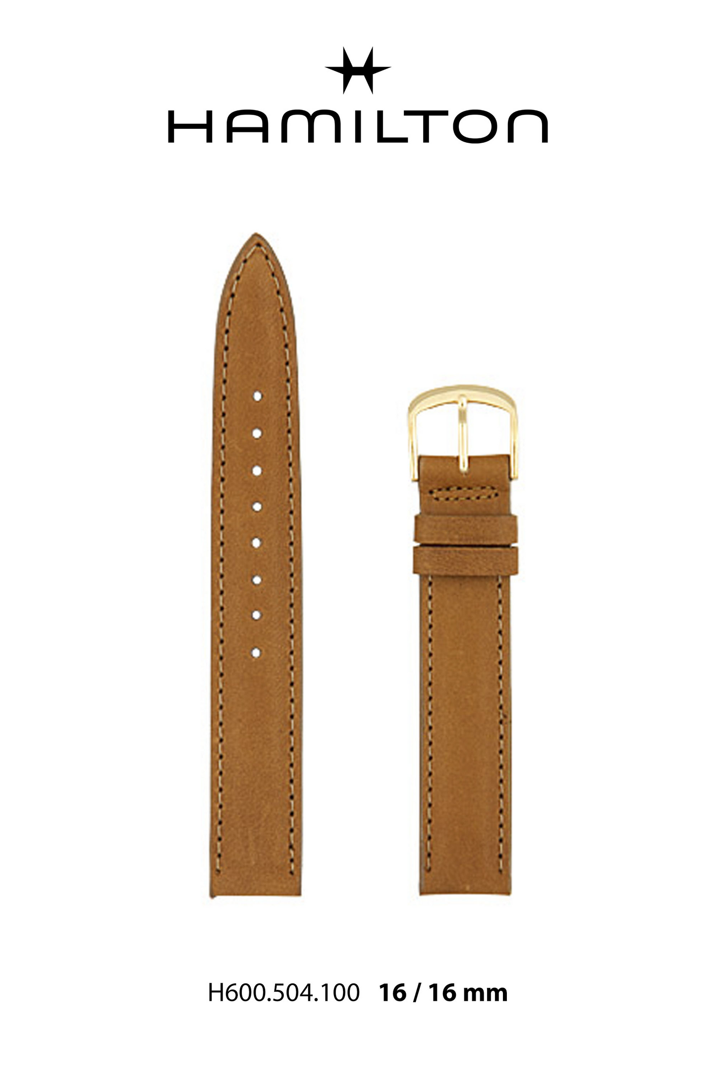Hamilton Watch L Greenfield Leather-Beige Watch Strap 16-mm Ref H690.504.100 - Genuine OEM