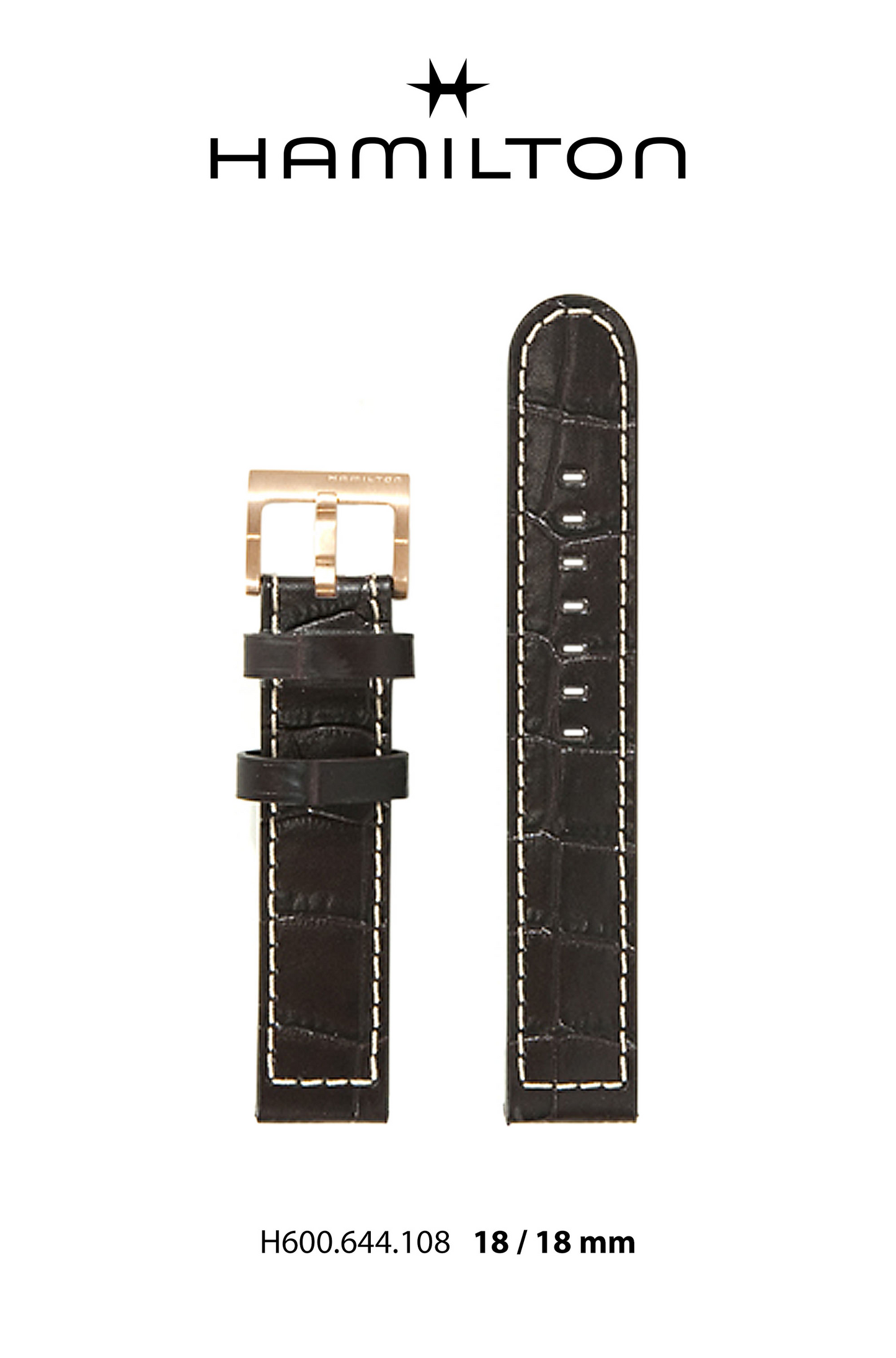 Hamilton Khaki Pilot Leather-Brown Watch Strap 18-mm Ref H690.644.108 - Genuine OEM