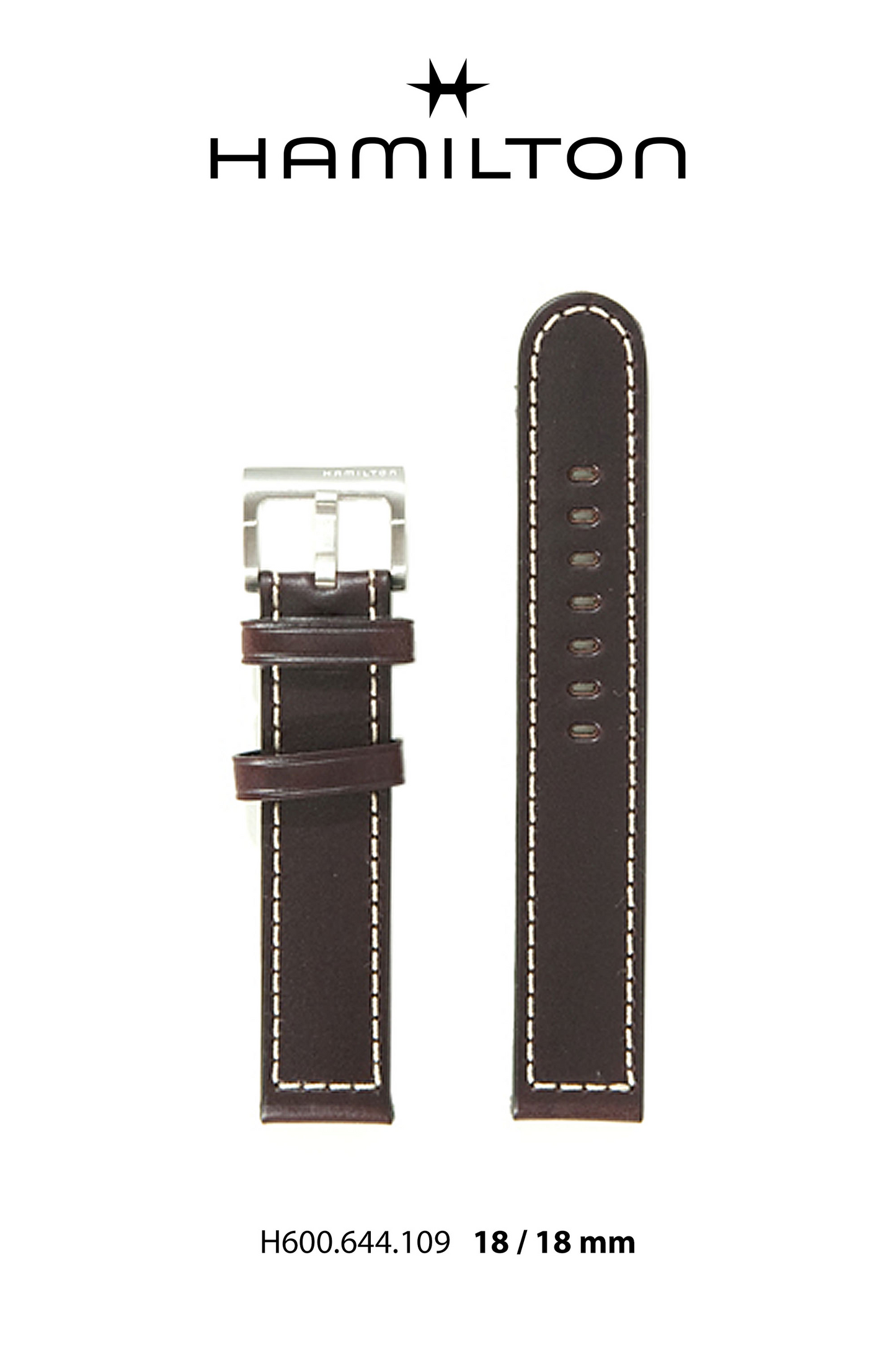 Hamilton Khaki Pilot Leather-Brown Watch Strap 18-mm Ref H690.644.109 - Genuine OEM