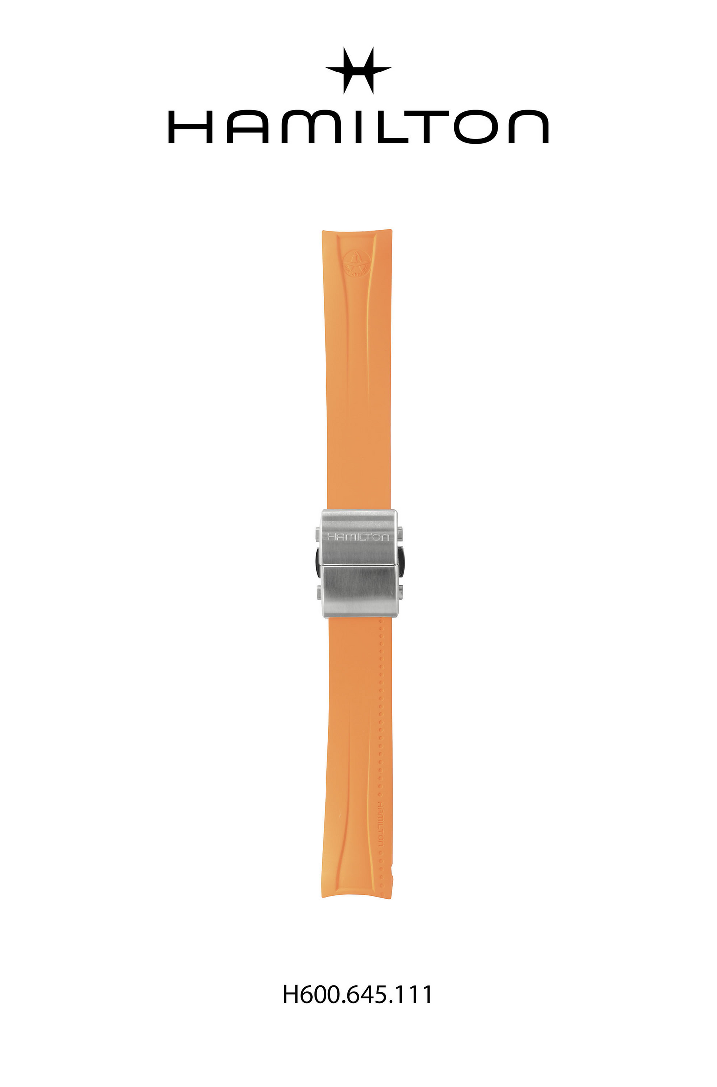 Hamilton Khaki Flight Timer Rubber Watch Strap Ref H691.645.111 - Genuine OEM