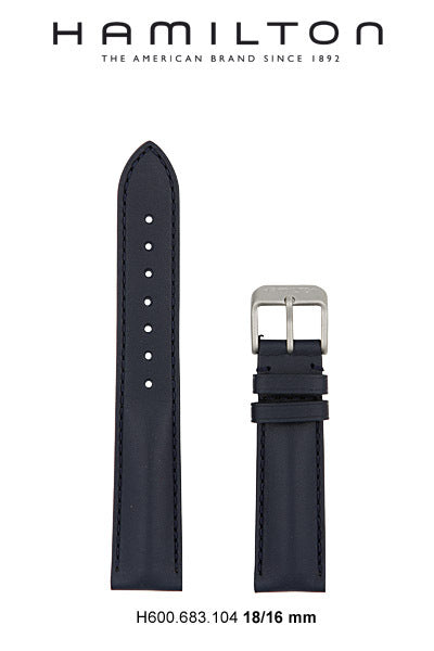 Hamilton Khaki Field Leather-Blue Watch Strap 18-mm Ref H600.683.104 - Genuine OEM